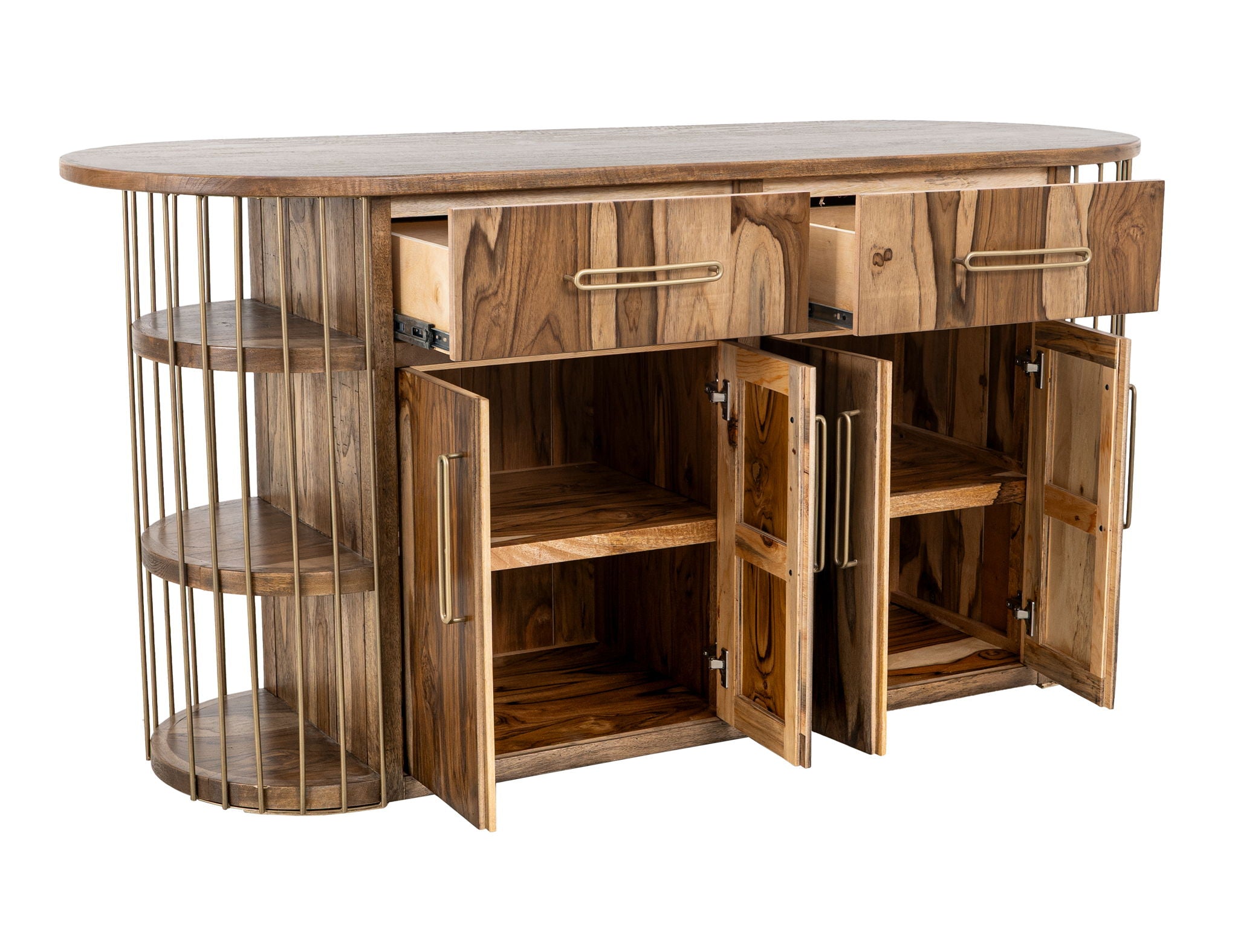 Balam - Kitchen Island With 2 Drawer & 4 Door - Light Brown