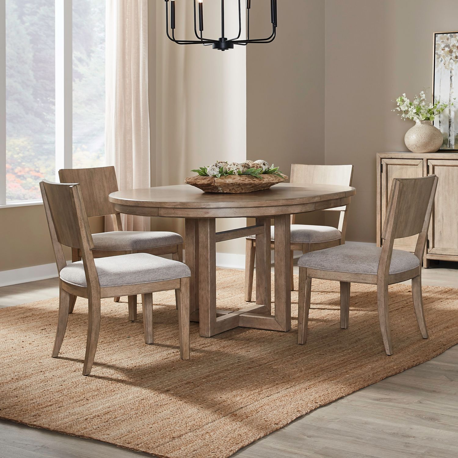Proximity Place - 5 Piece Pedestal Table Set - Brown