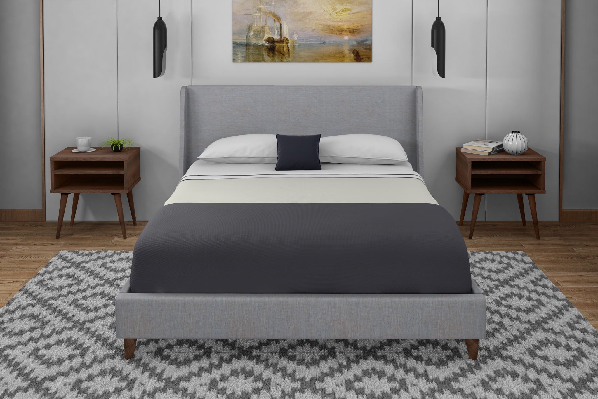 Maddison - Upholstered Bed In A Box With 2 Nightstands