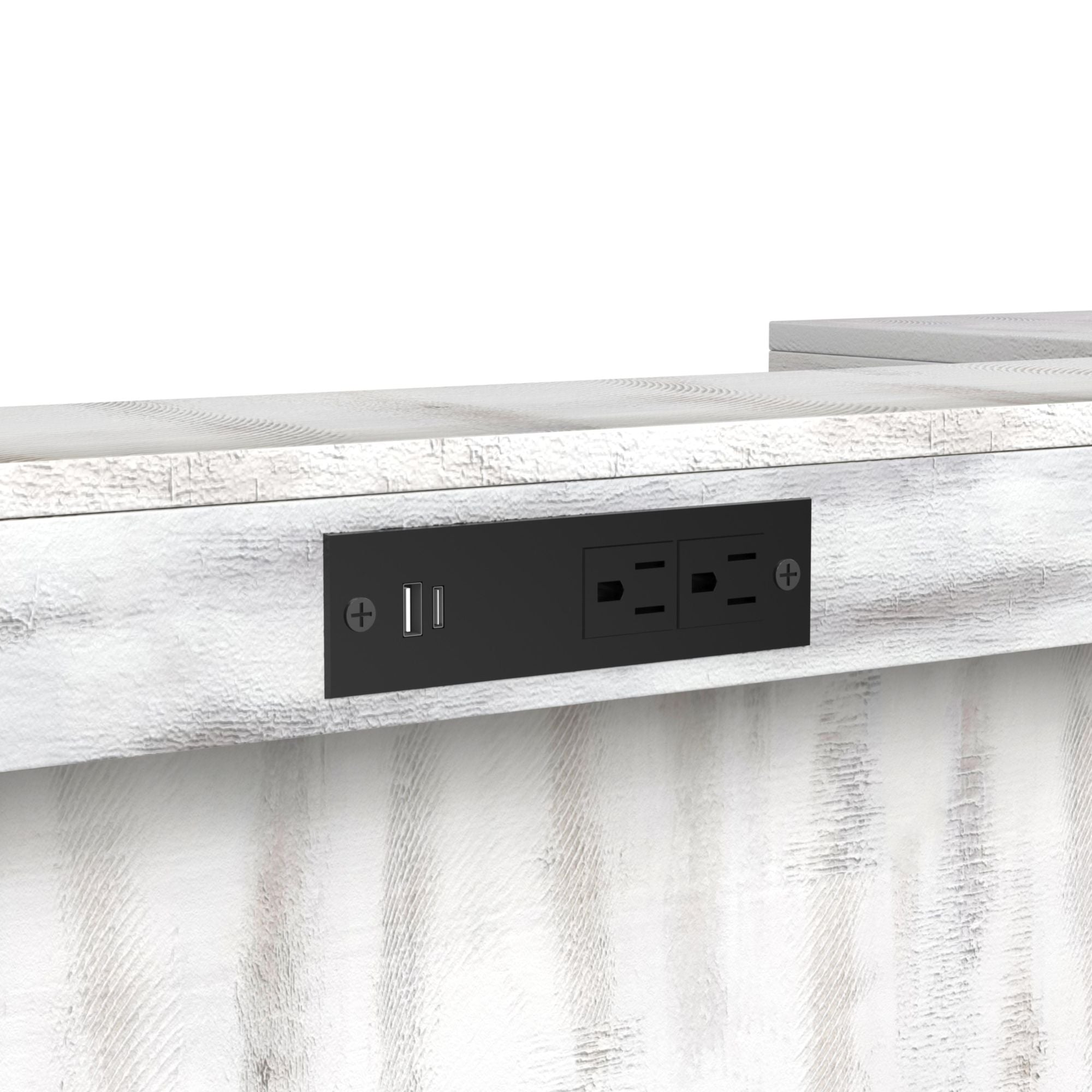 Rogen Rustic - Bar Table With Ice Tray, USB And Power - Rustic White