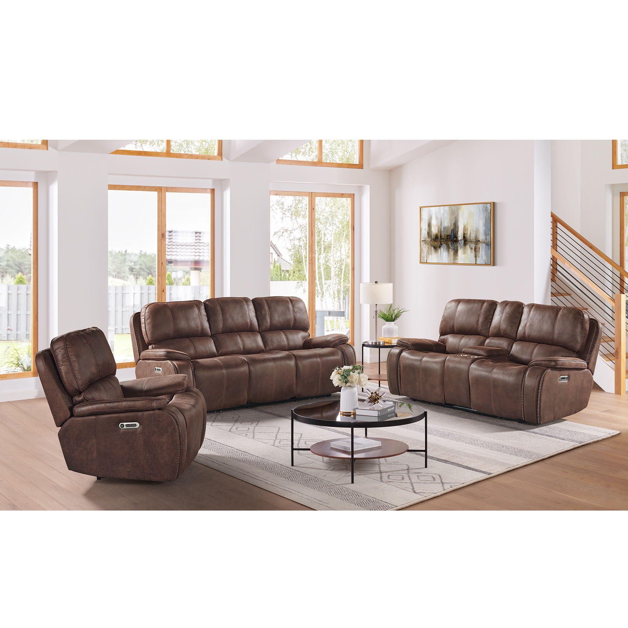 Atlantis - Power Motion Recliner With Power Head Recliner - Heritage Brown