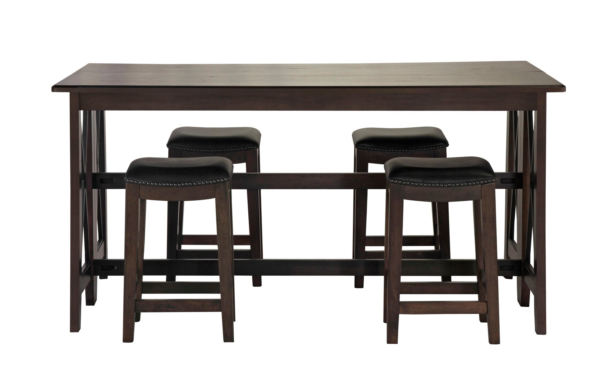 Carmina - 5 Piece Drop Leaf Counter Set - Dark Brown