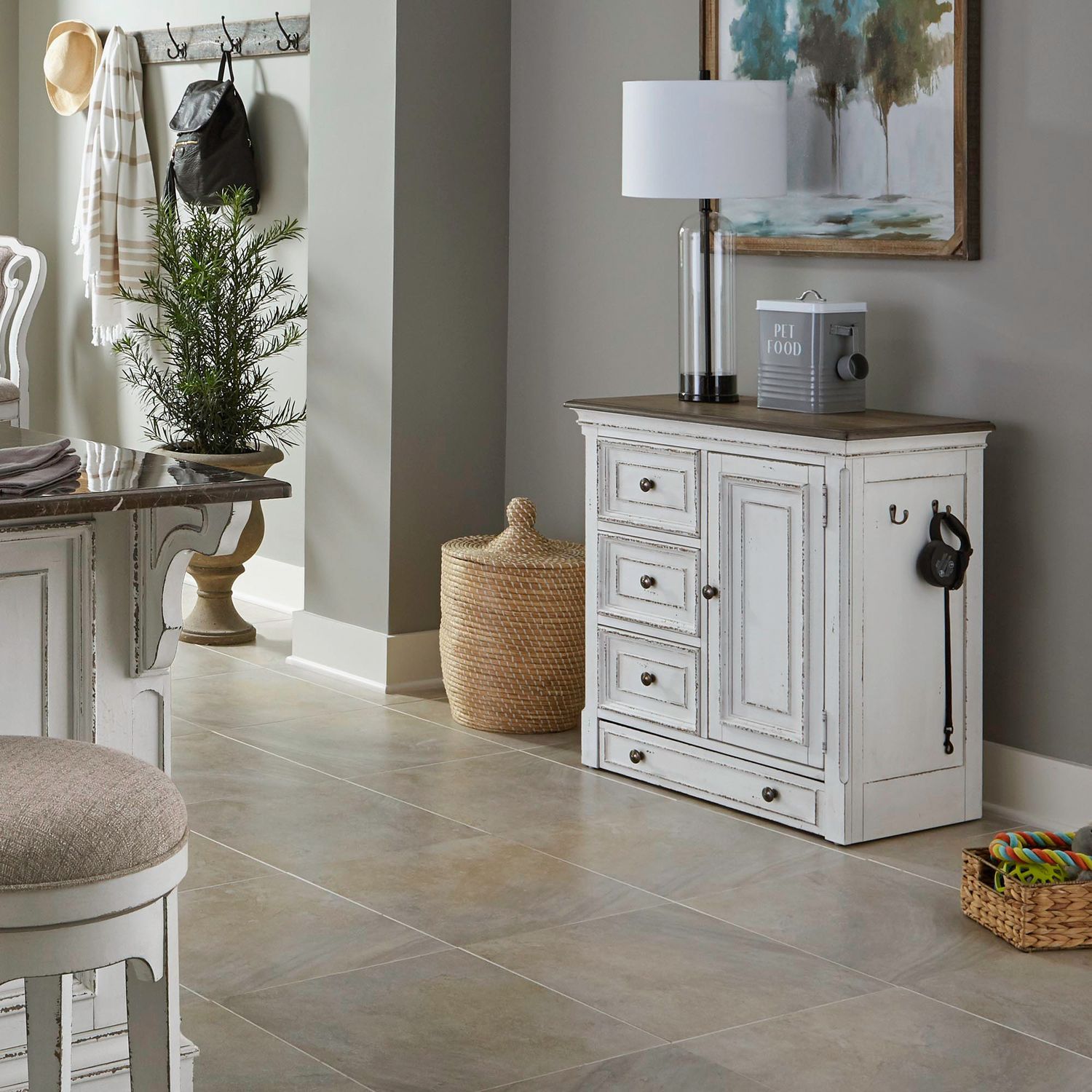Magnolia Manor - Pet Feeder Cabinet - White