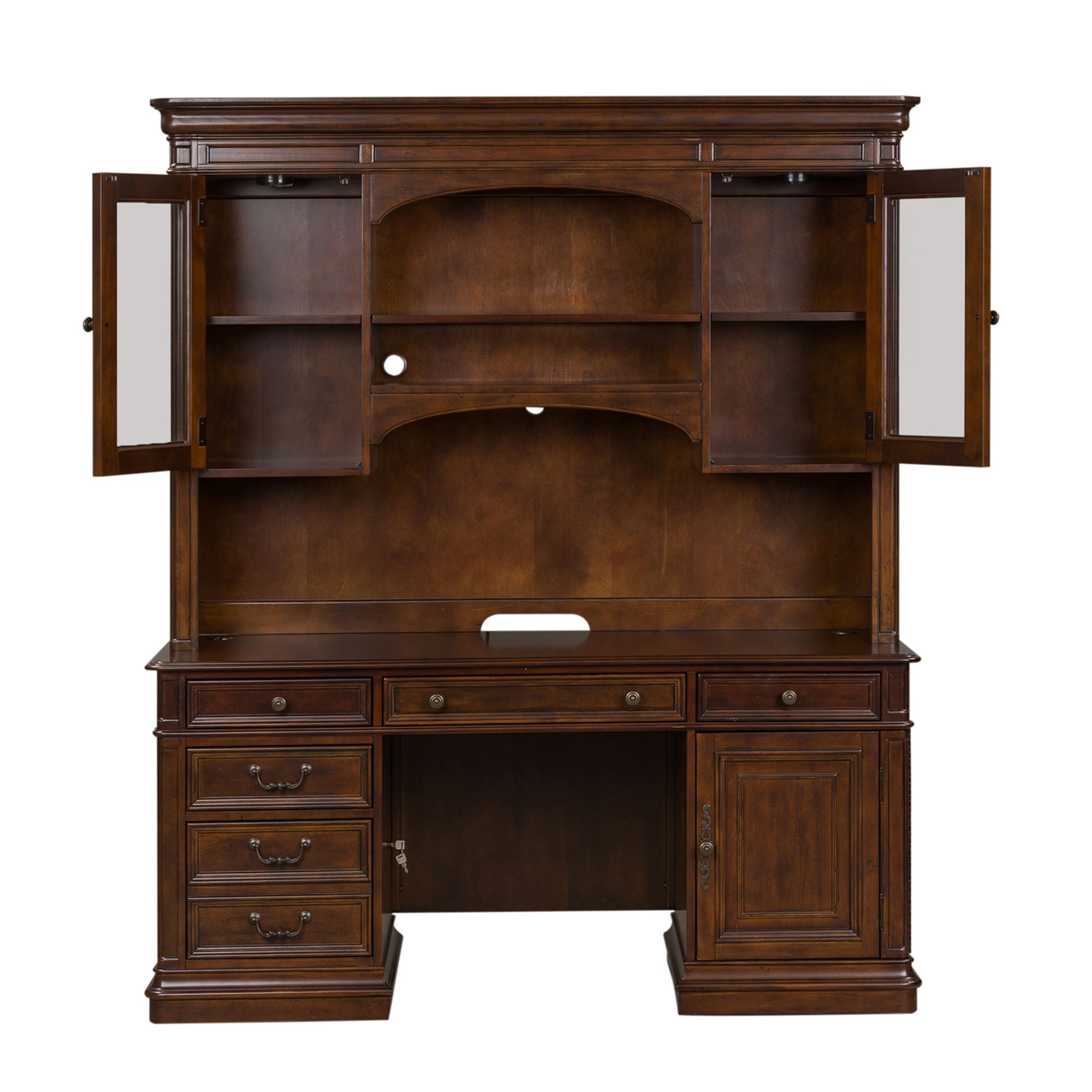Brayton Manor - 3 Piece Jr Executive Credenza - Dark Brown
