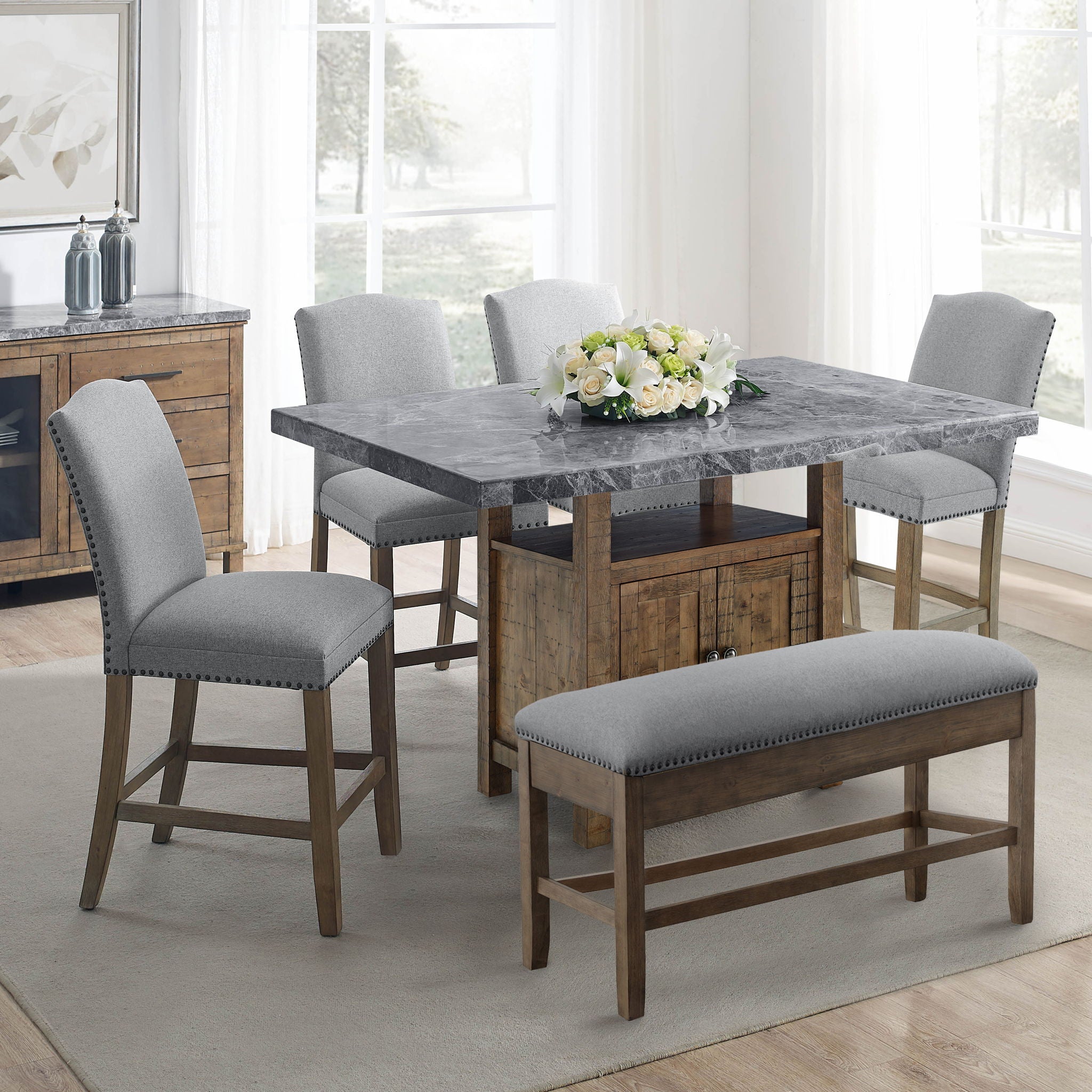 Grayson - Counter Height Set With Gray Top Table