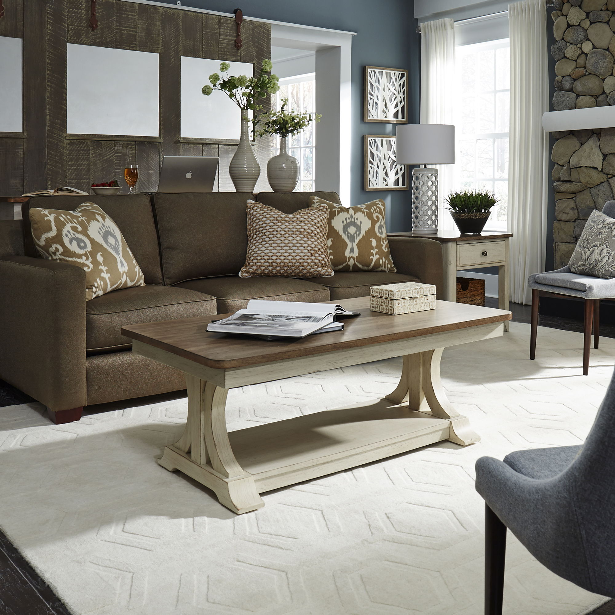 Farmhouse Reimagined - 3 Piece Table Set (1 Cocktail 2 End Tables) - White