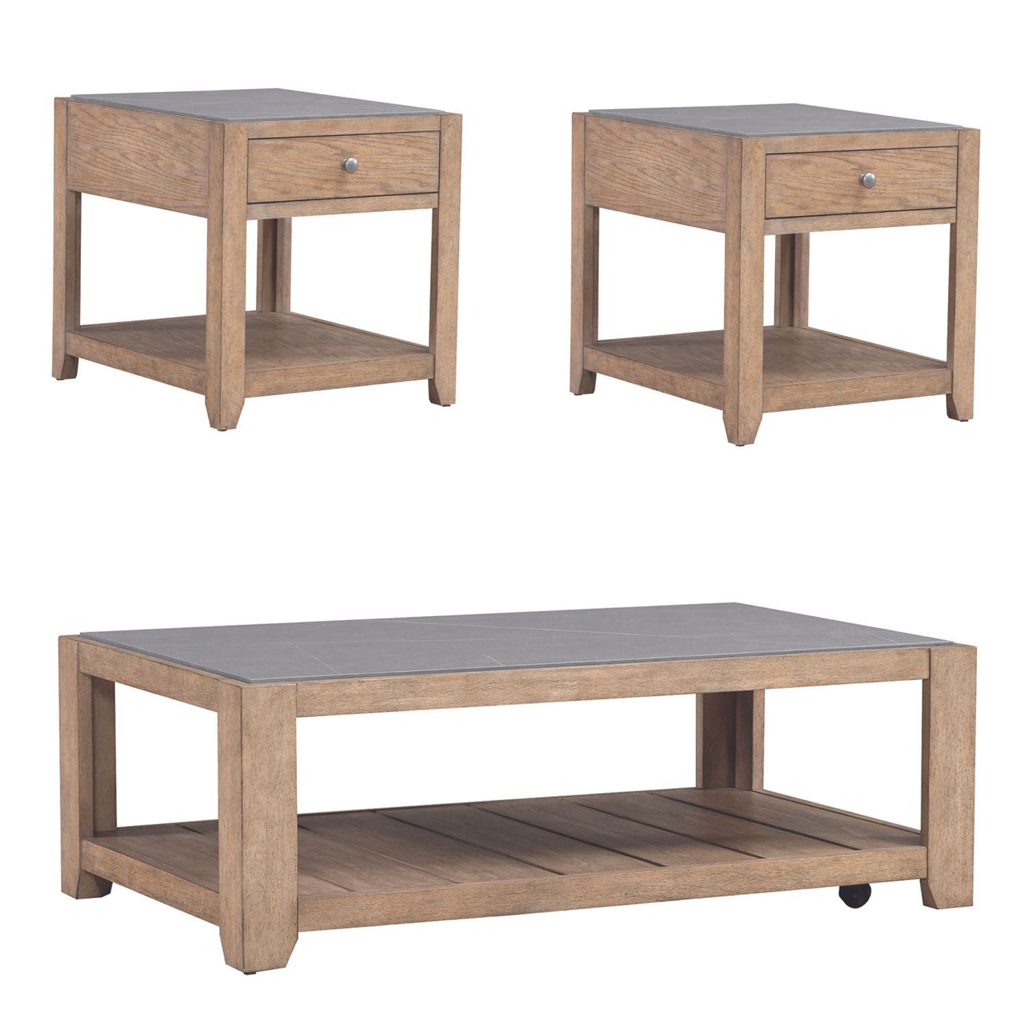 Millstone - 3 Piece Set (1 Cocktail 2 End Tables) - Light Brown