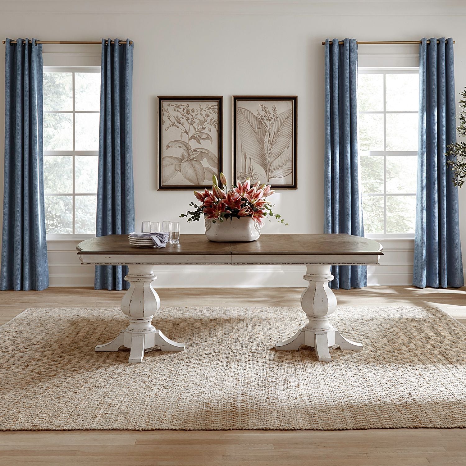 Magnolia Manor - Double Pedestal Table - White
