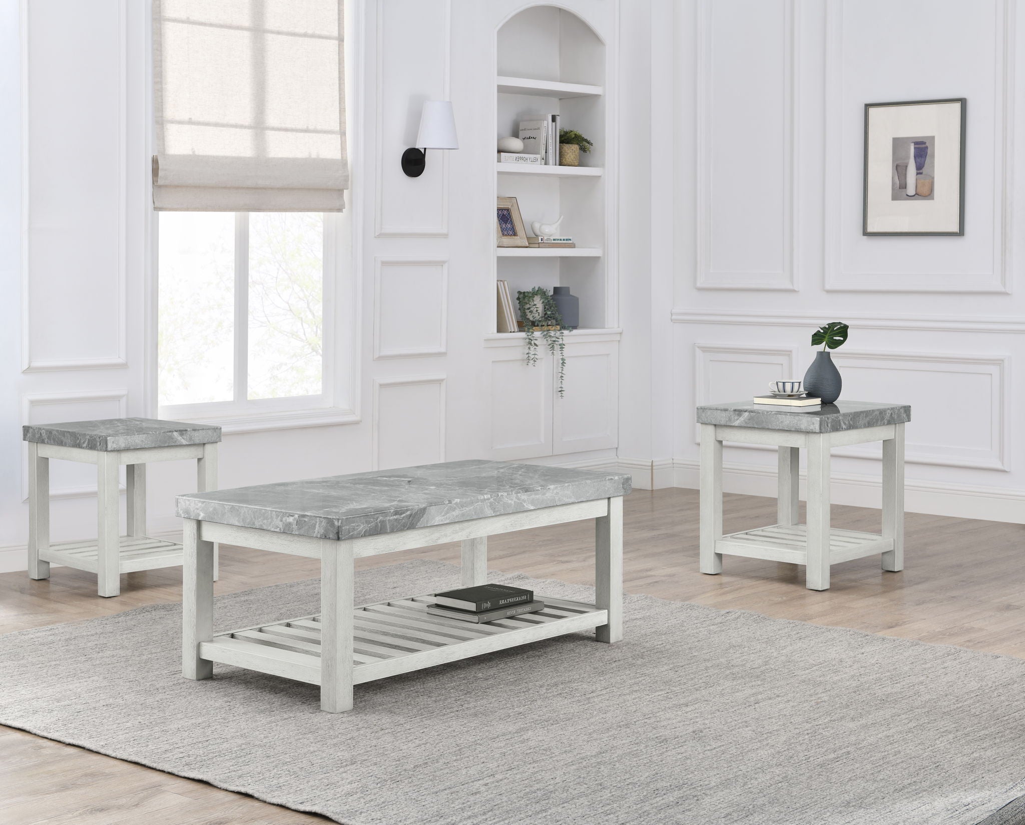 Canova - 3 Piece Marble Table Set - Gray