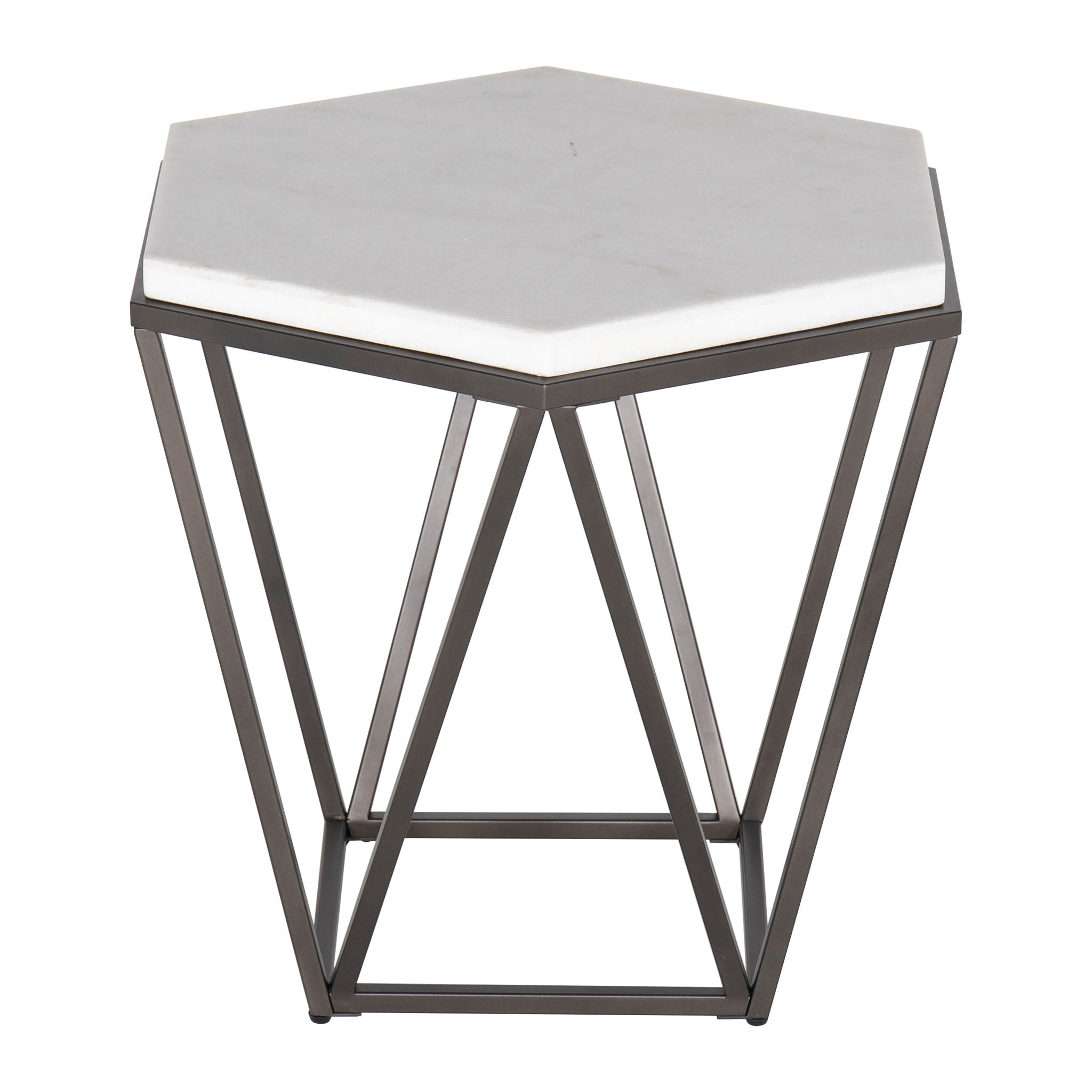 Corvus - 3 Piece Table Set - White Marble Hexagon
