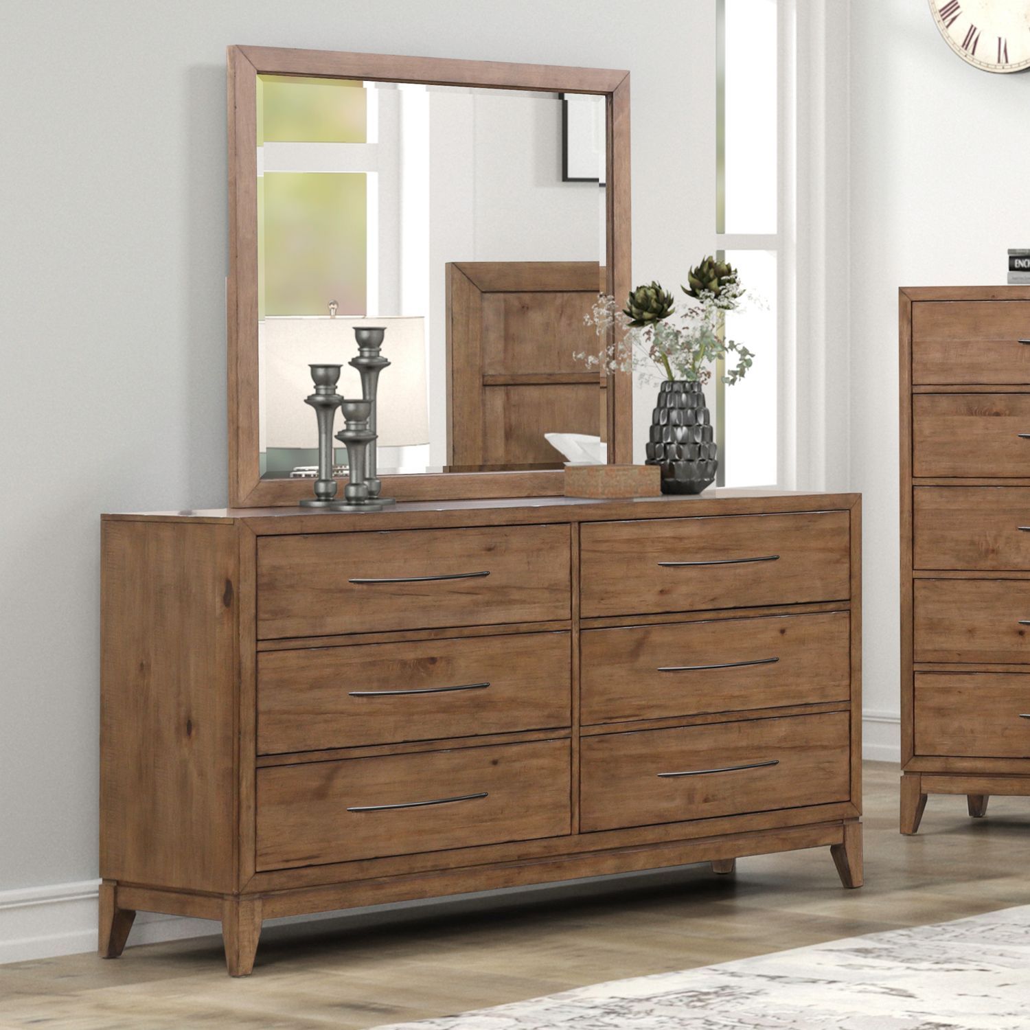 light brown wooden dresser Nathan James Iris 3 Drawer Dresser, Mid-Century Modern Solid Wood Dresser for Bedroom, Light Brown main image 0