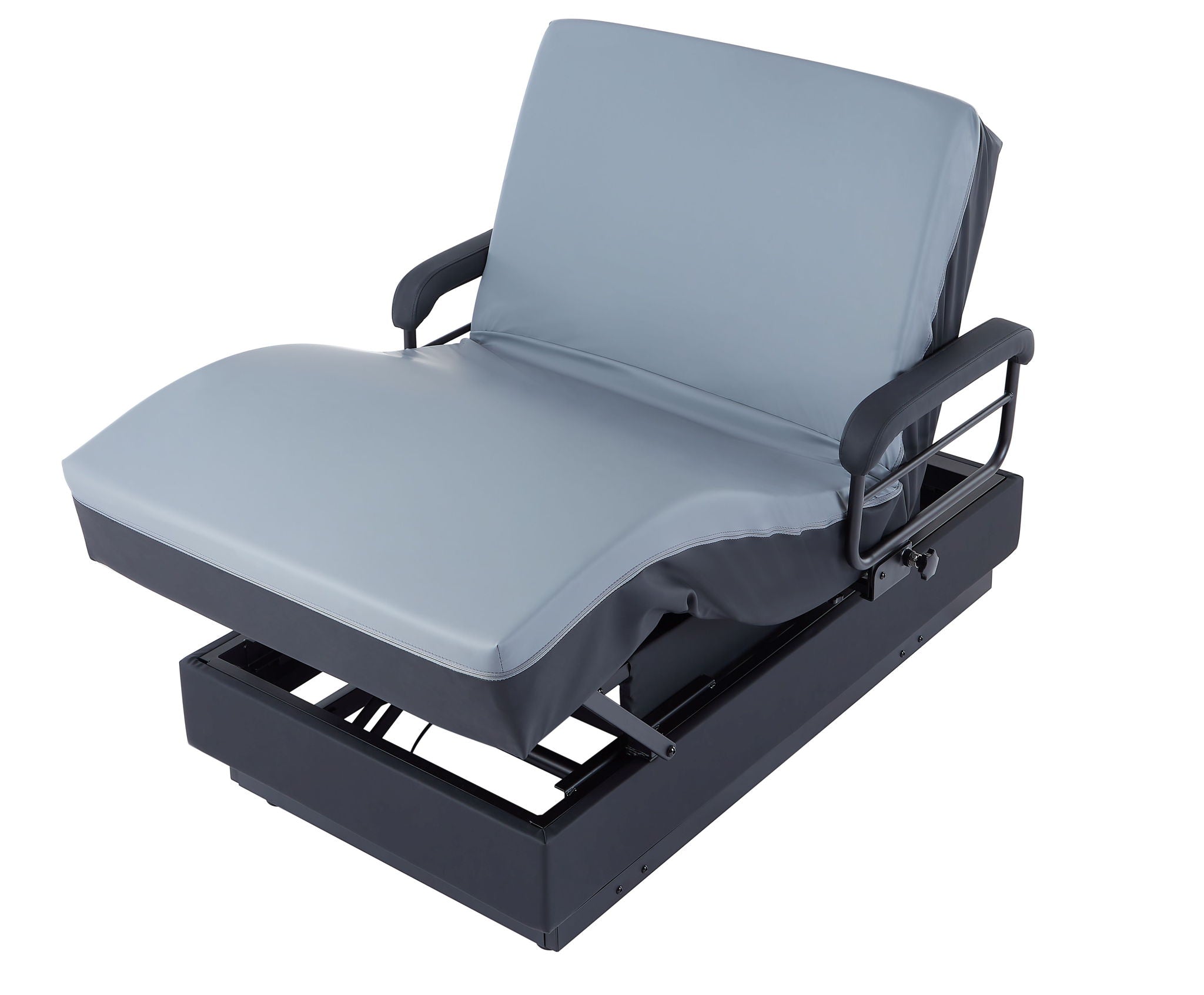 EZY Out II - Twin Hi-Lo Adjustable Bed With Mattress - Gray / Black