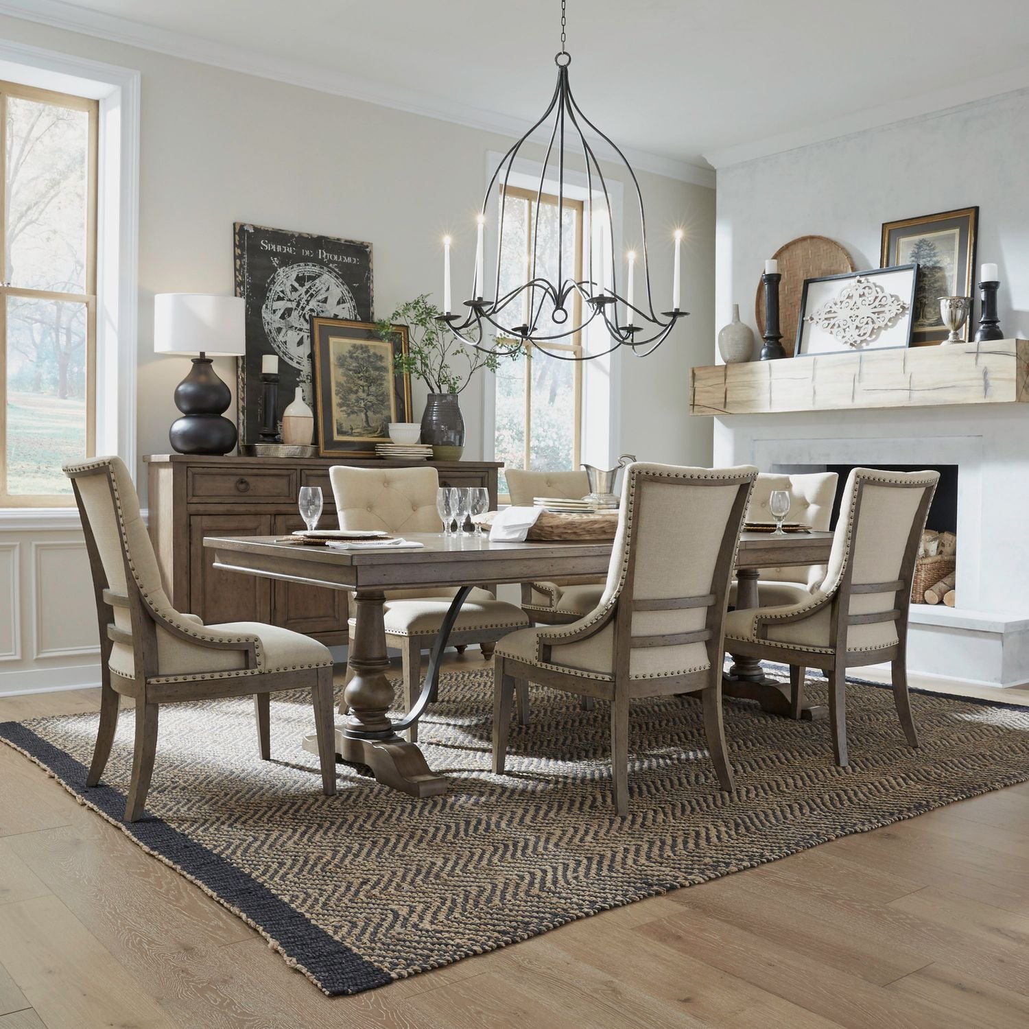 Americana Farmhouse 7 Piece Trestle Table Set from Liberty Furniture
