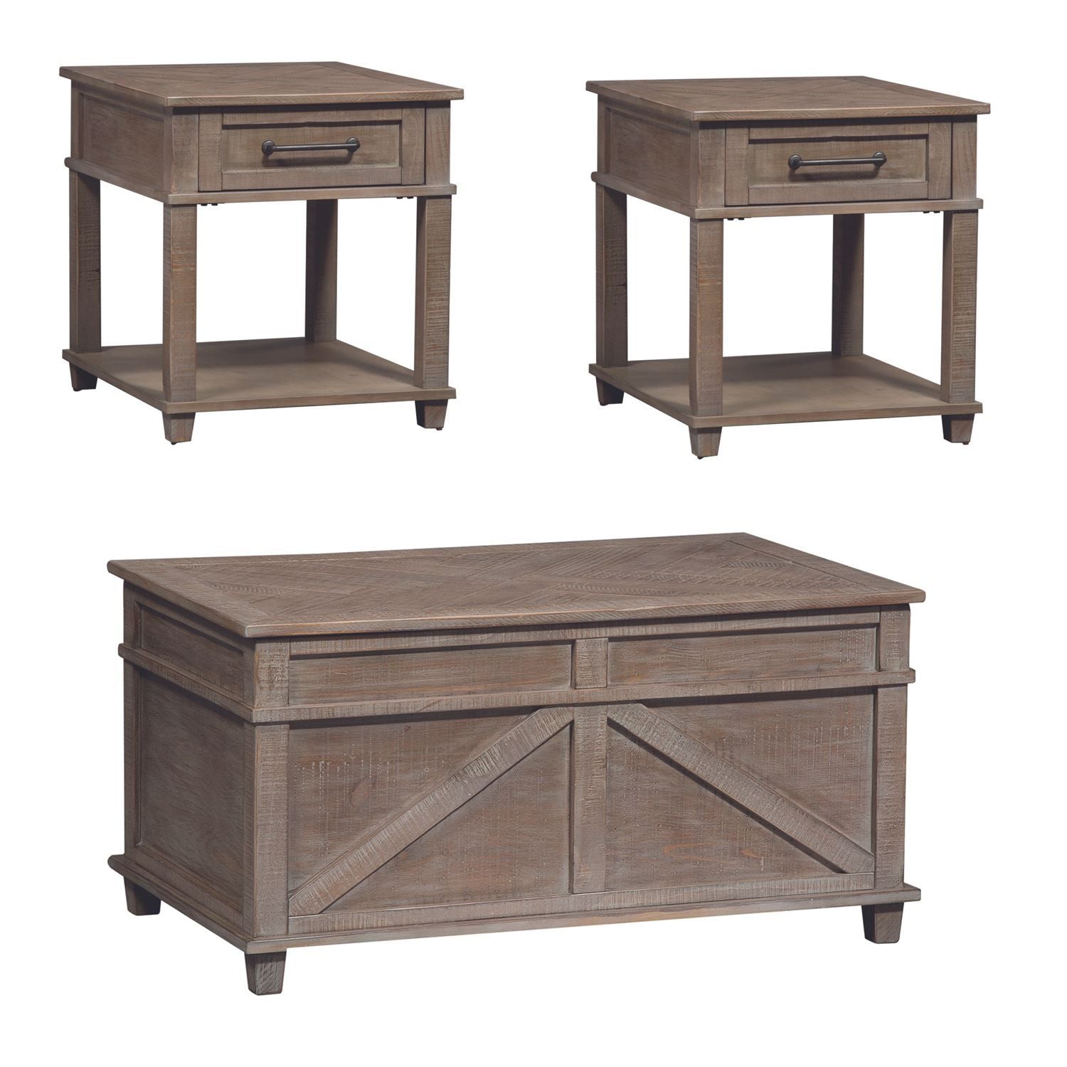 Parkland Falls - 3 Piece Table Set - Light Brown