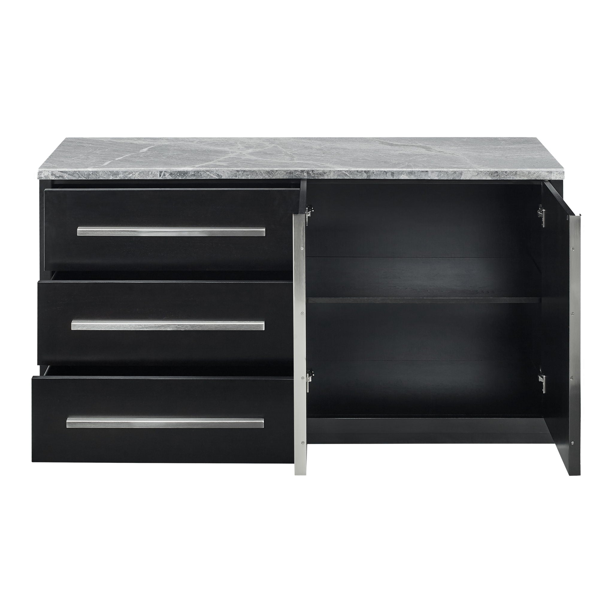 Camila - Gray Marble Top Server - Dark Gray