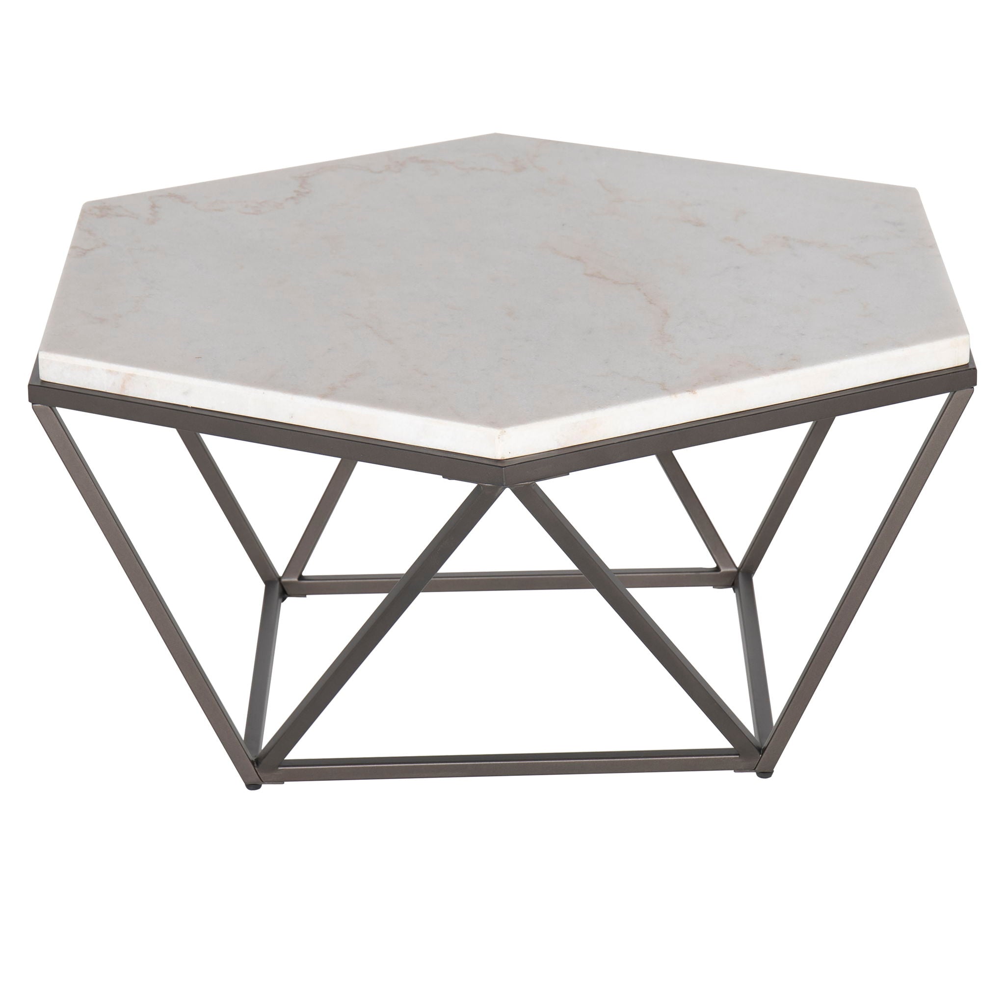 Corvus - 3 Piece Table Set - White Marble Hexagon