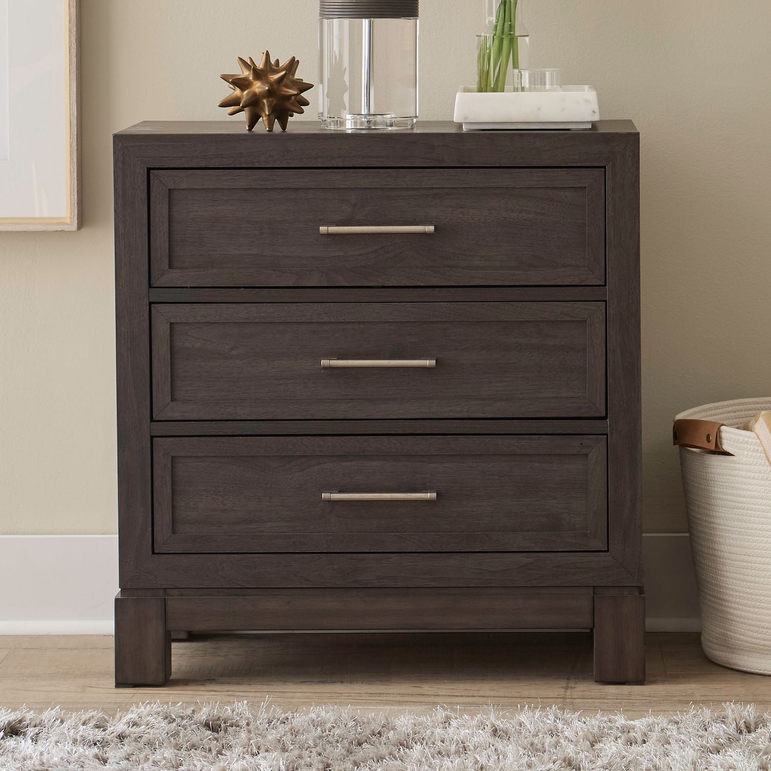 Modern Edge - Nightstand With Charging Station - Brown