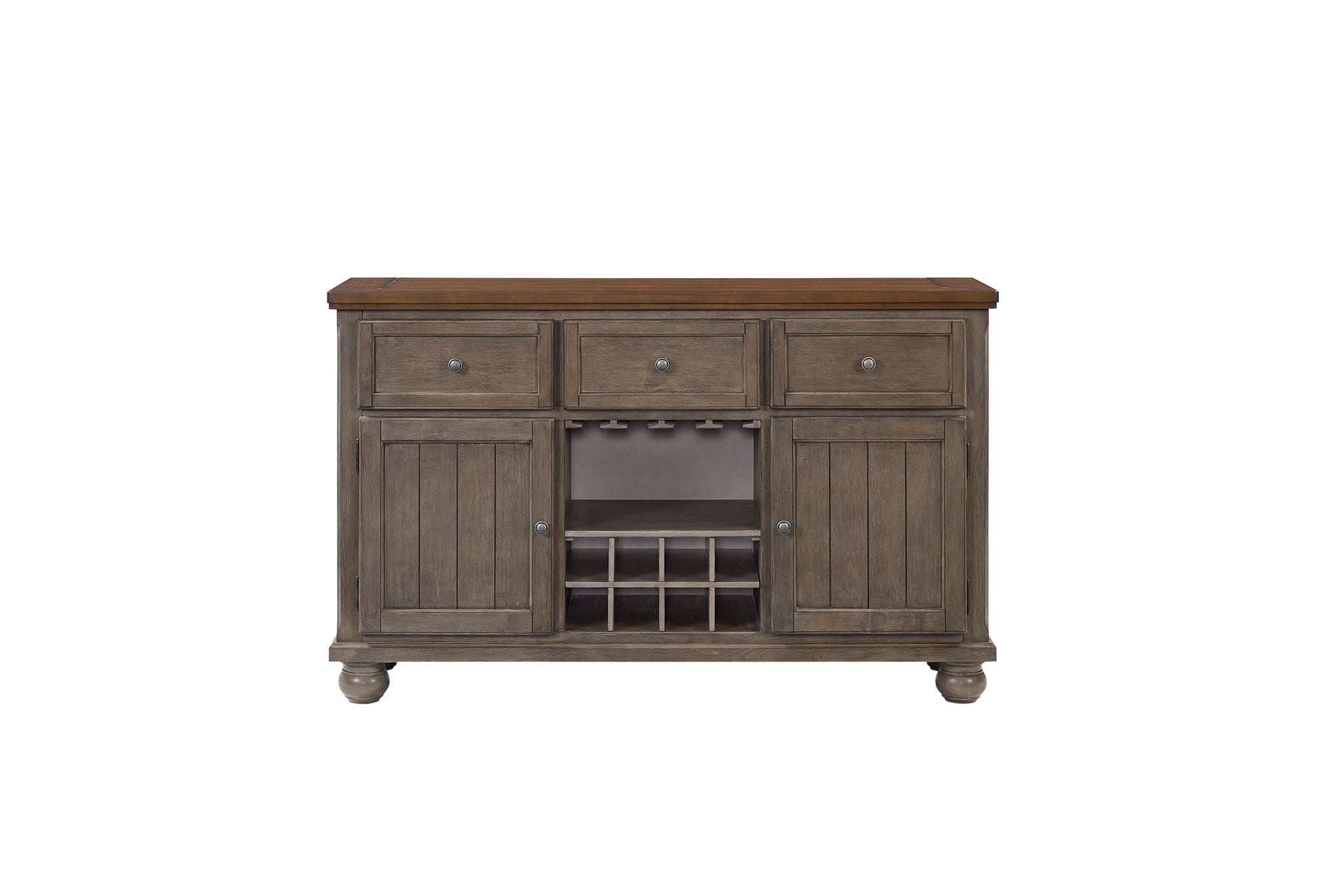 Will Dining - Server With Power Pack - Gray / Brown