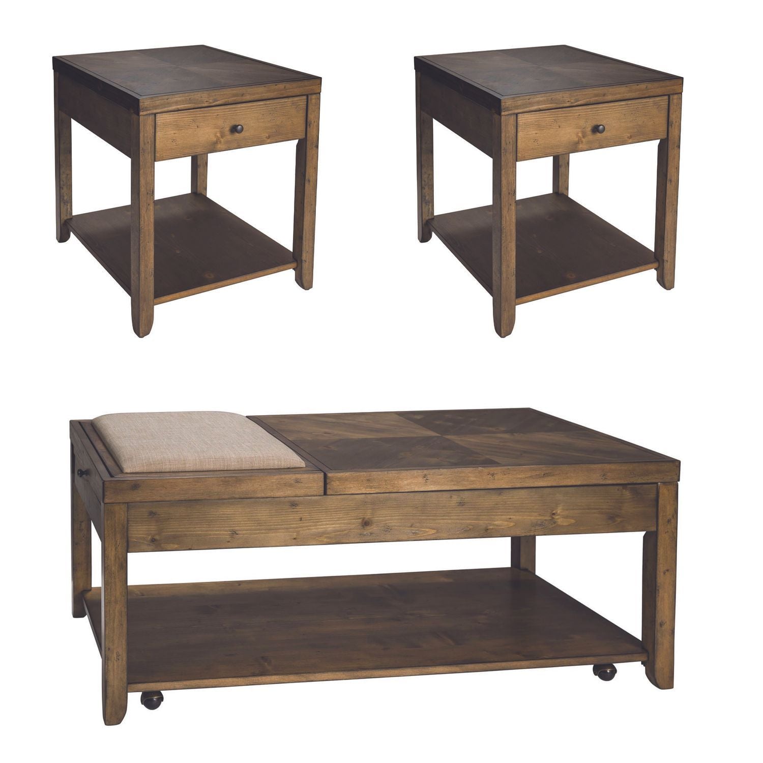 Mitchell - 3 Piece Table Set (1 Cocktail 2 End Tables) - Dark Brown