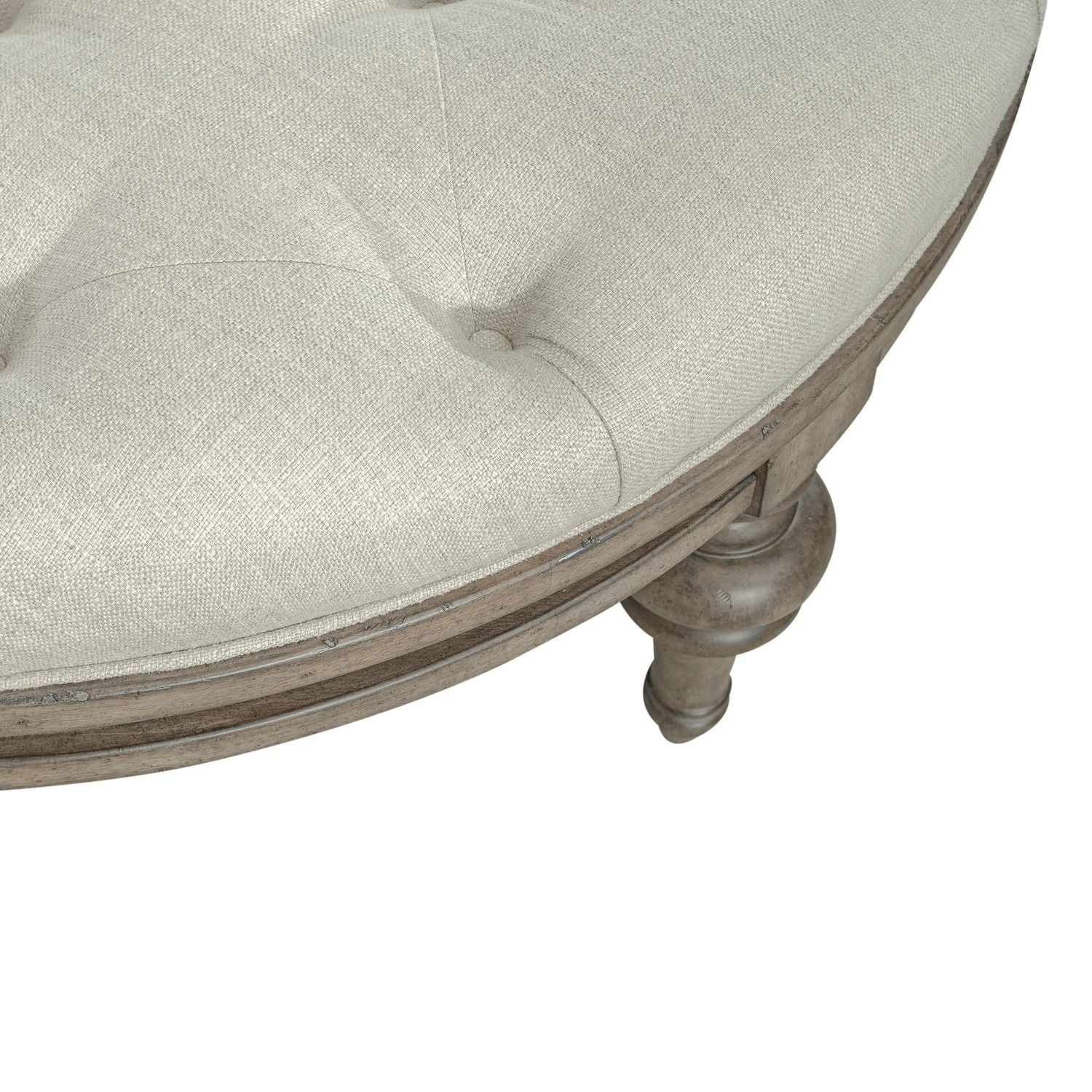 Americana Farmhouse - Round Cocktail Ottoman - Light Brown