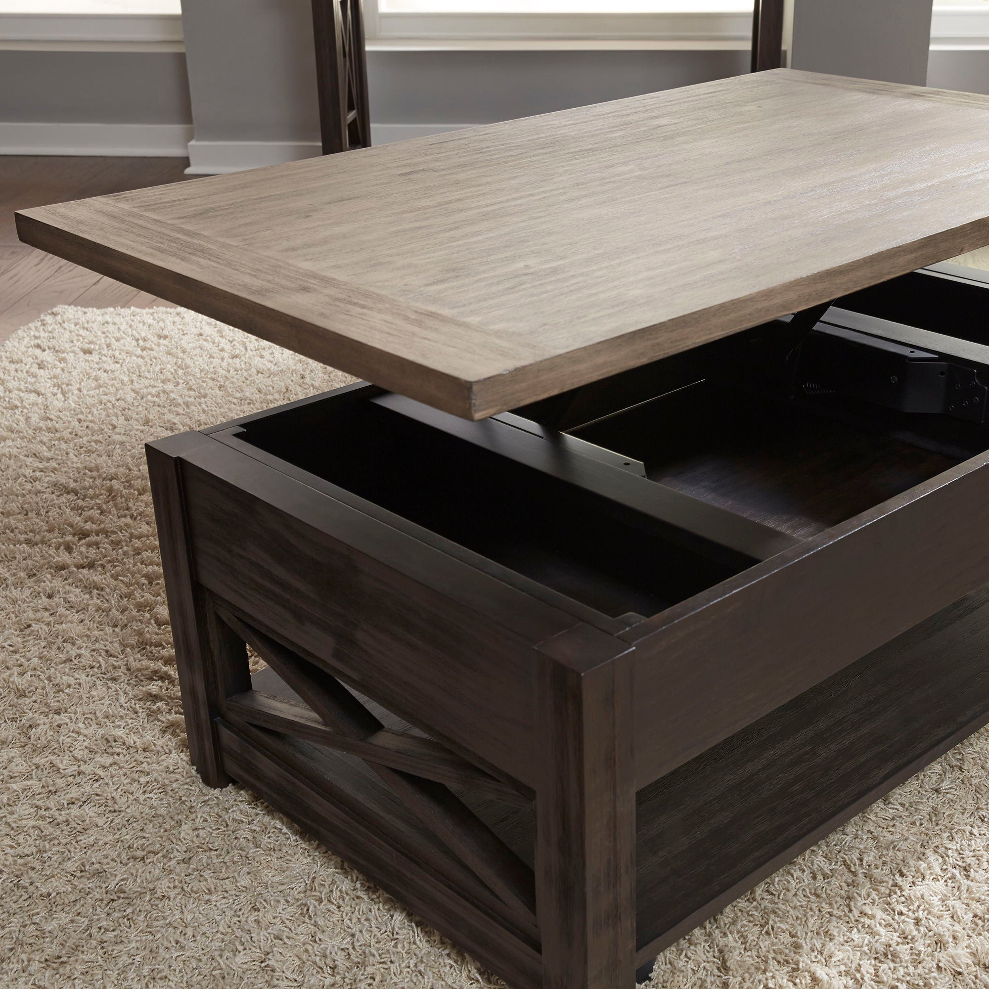 Heatherbrook - 3 Piece Table Set (1 Lift Top Cocktail 2 End Tables) - Black