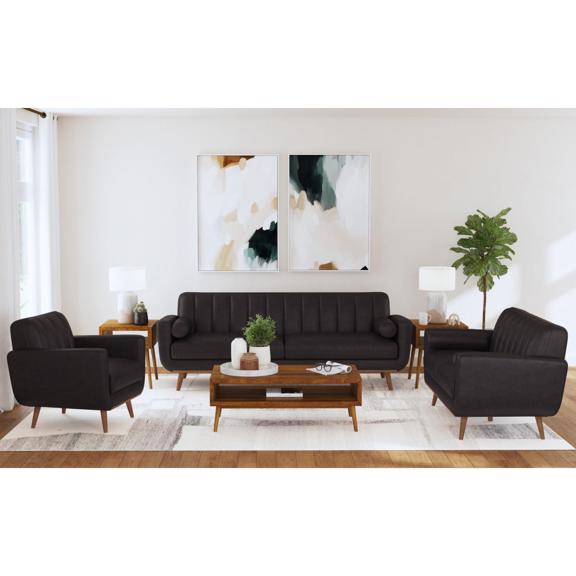 Horizon - Sofa With Wood Front And 2 Pillows