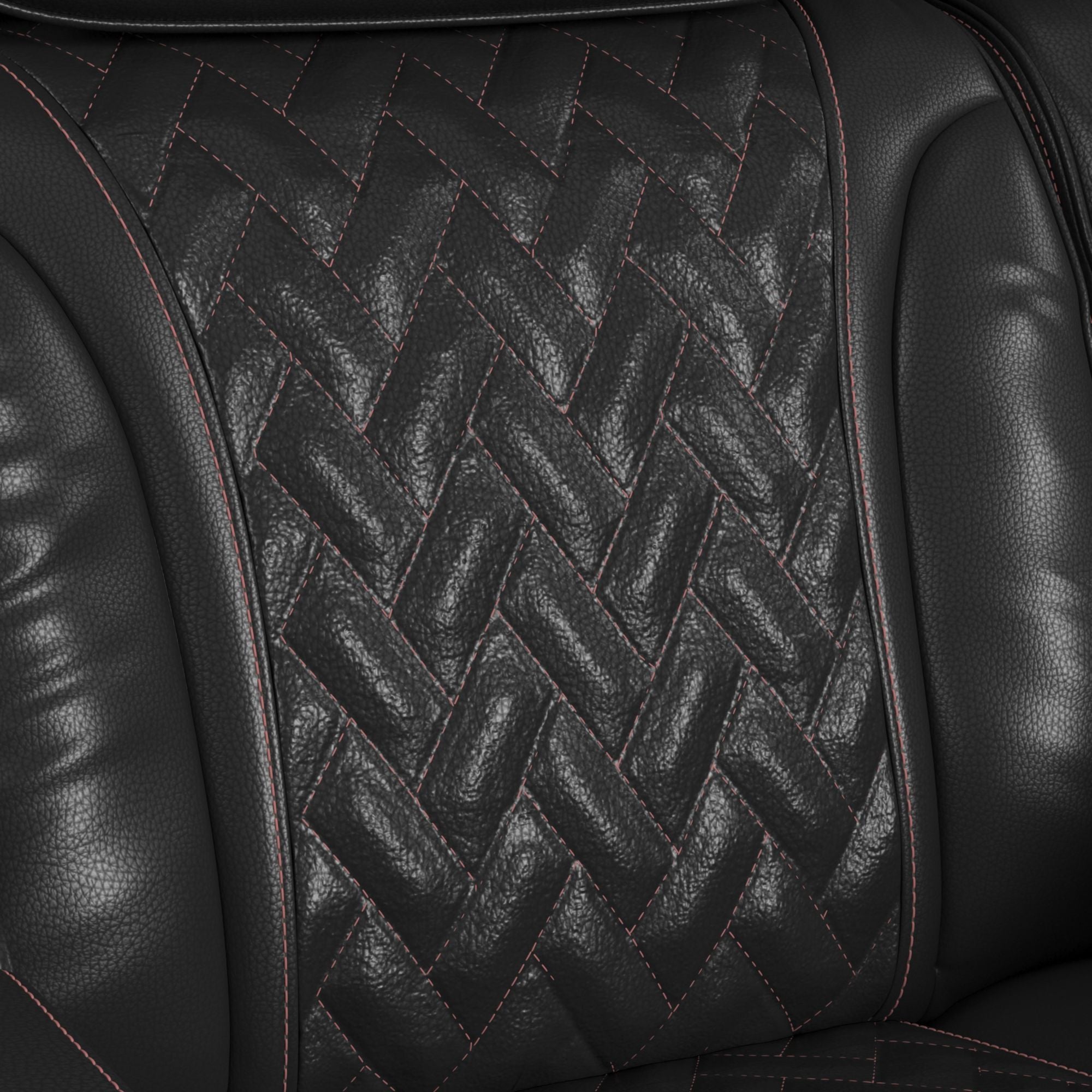 Prime Time - P3 Recliner With LED And Wireless Charger Pocket - Jett Black With Red Stitching