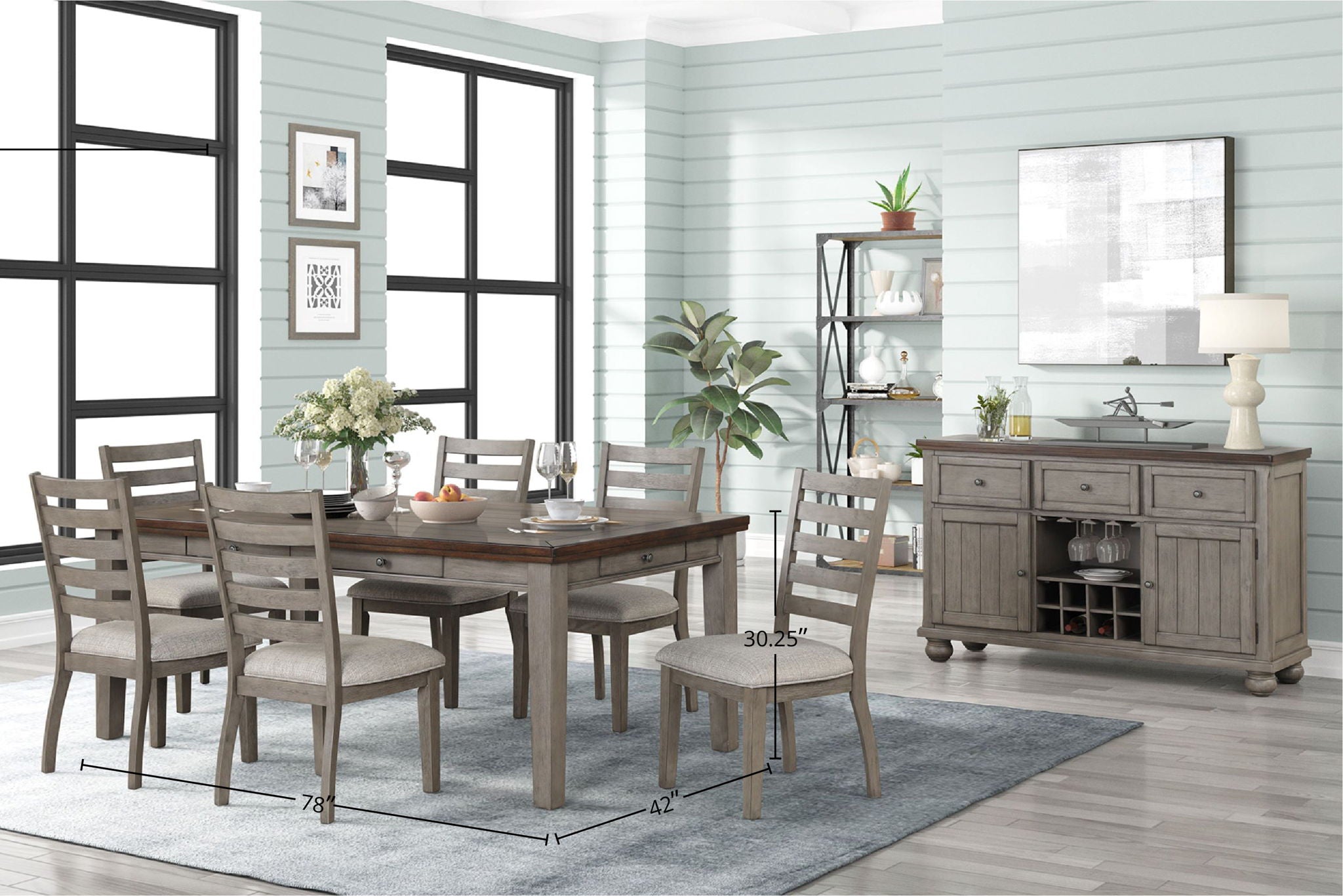Will Dining - Table With 6 Drawers - Gray / Brown