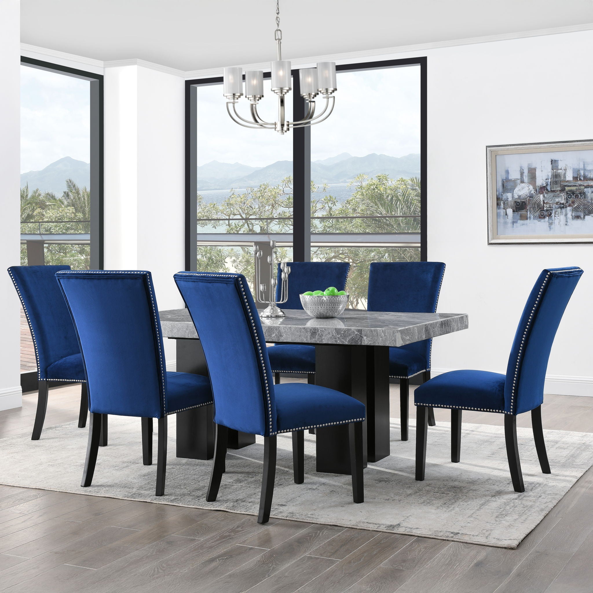 Camila - Rectangular Dining Set - Gray Top