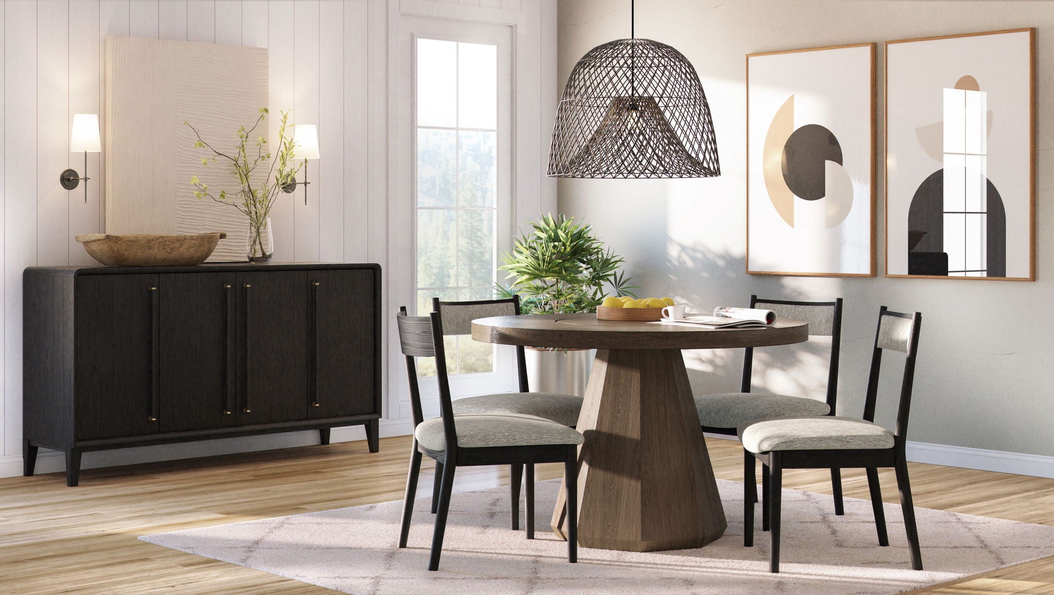Elure - Round Dining Table With Lazy Susan - Latte
