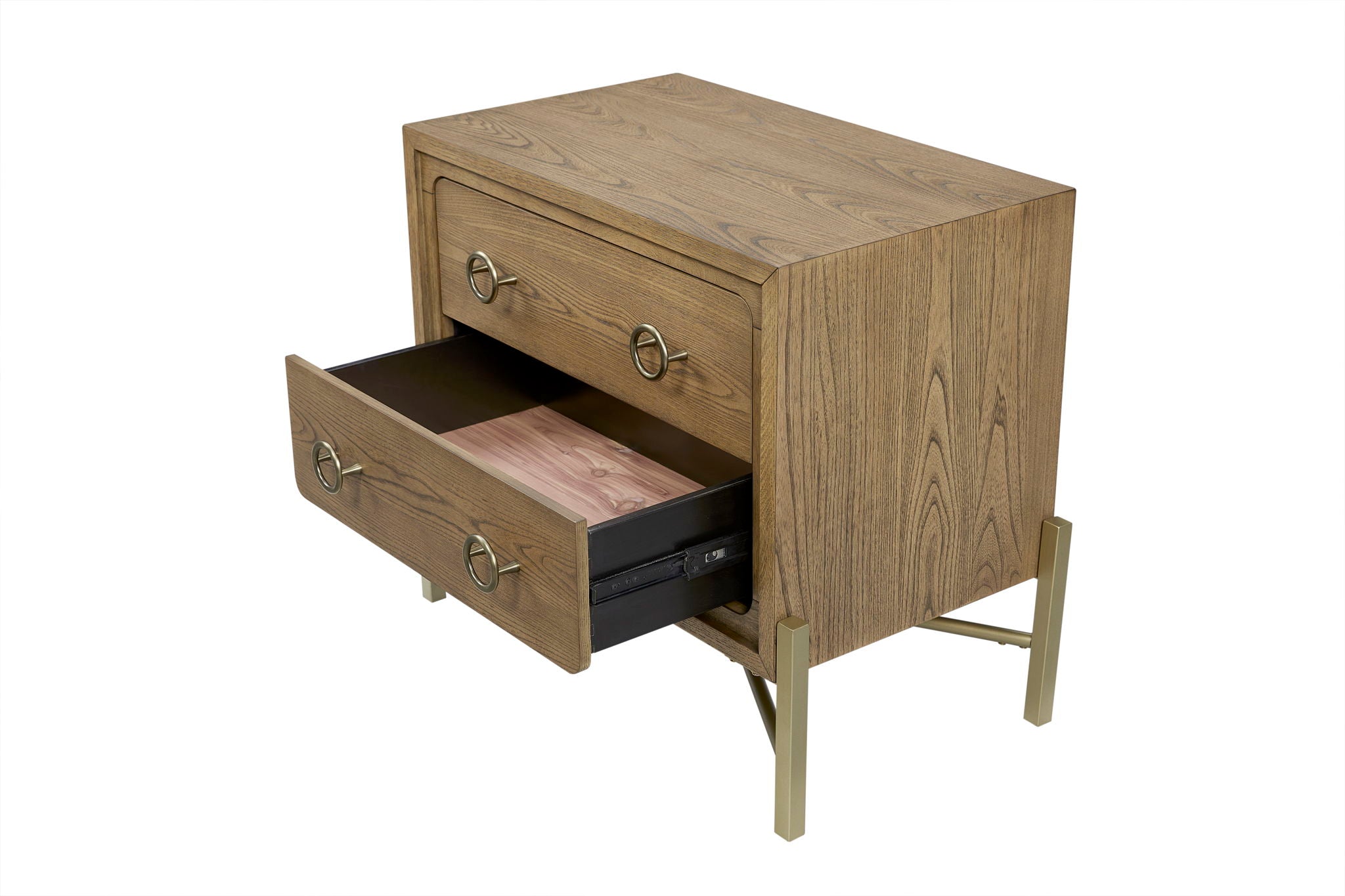 Elure - 2 Drawer Nightstand With USB - Latte