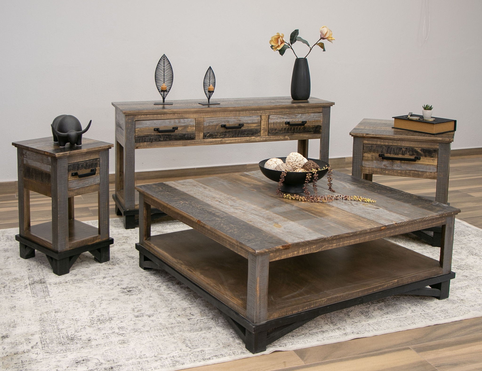 Loft - Cocktail Table 4 Drawers - Two Tone Gray / Brown