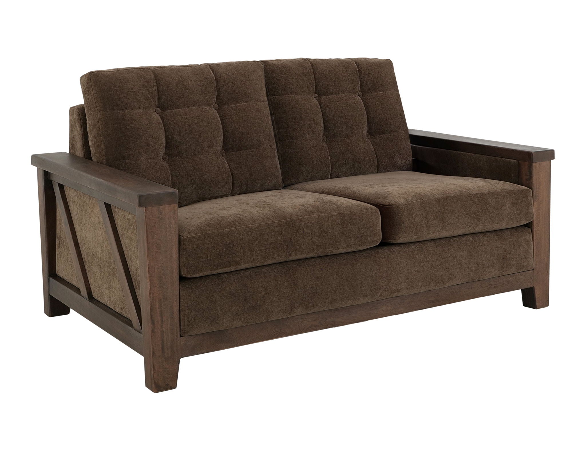 Walnut - Upholstered Loveseat - Deep Forest Brown