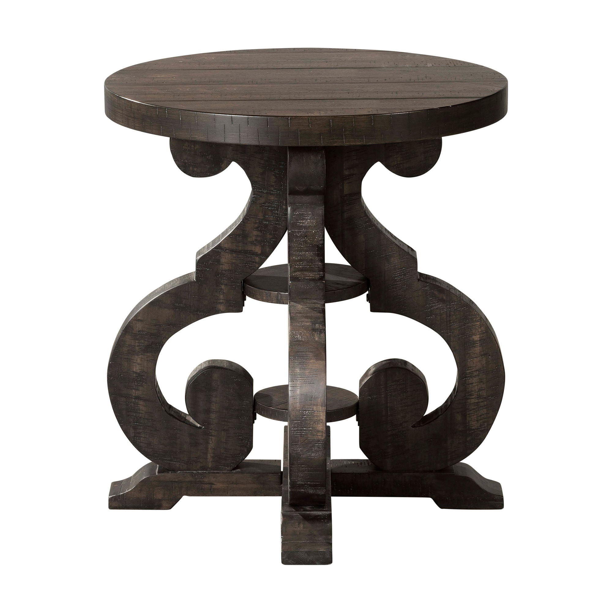 Stone - End Table With PU Base - Dark Walnut
