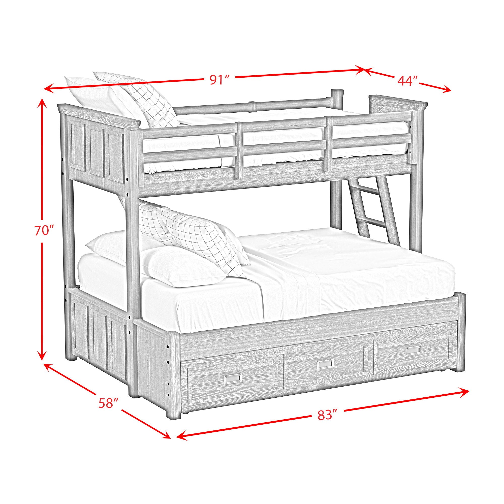 Hampton Kids - Bunk With Ladder And Trundle