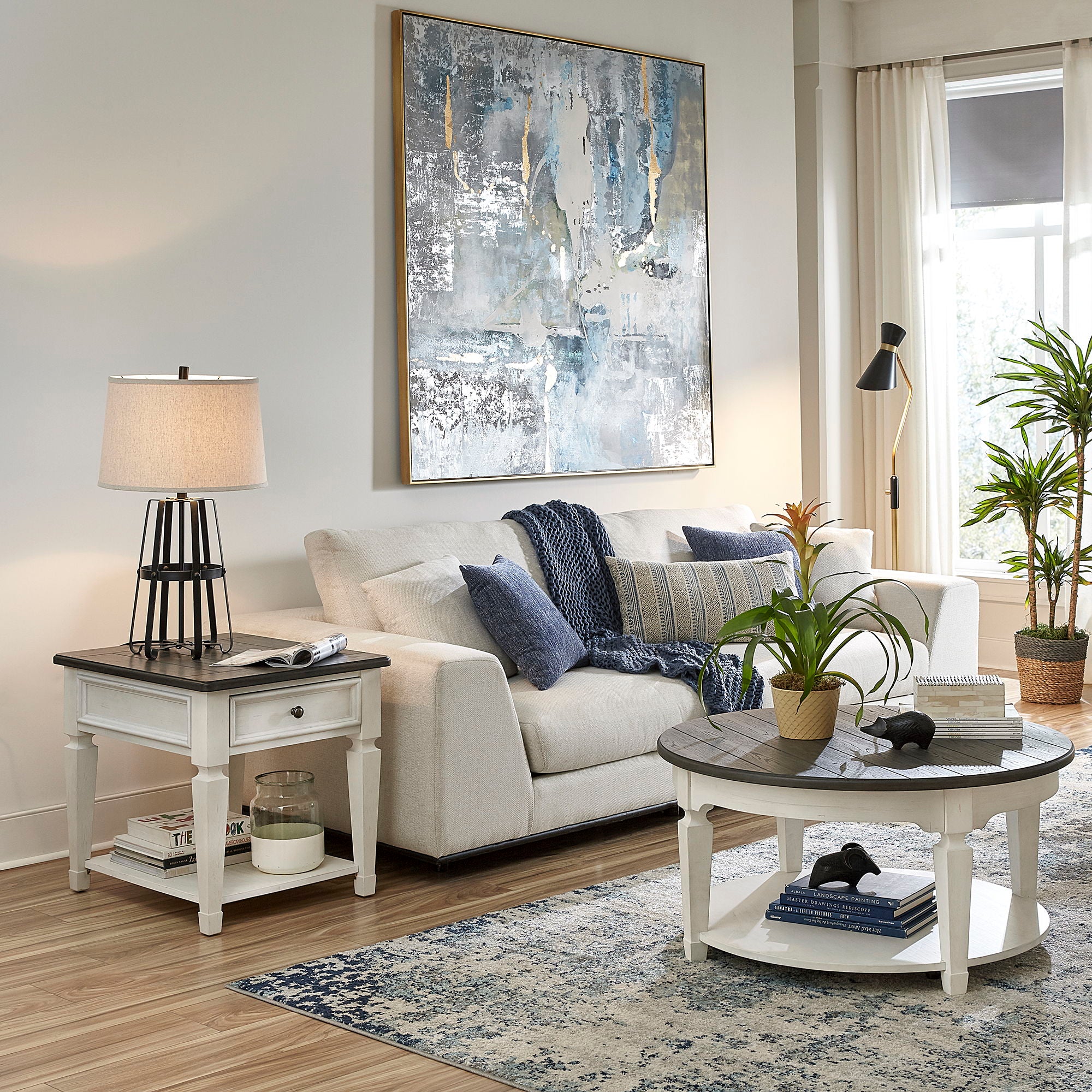 Allyson Park - 3 Piece Living Room Set (Round Cocktail Table) - White