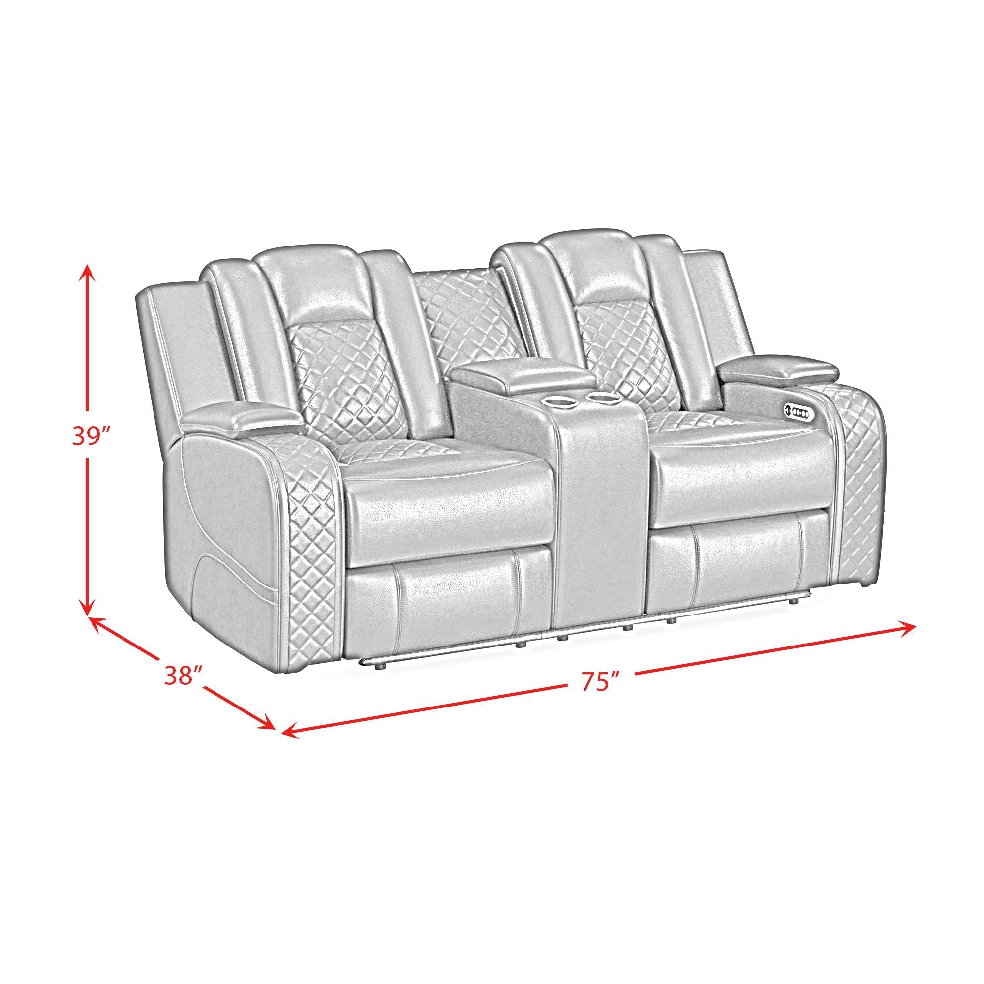 Carlo - Power Motion Loveseat With Power Headrest, Console And LED