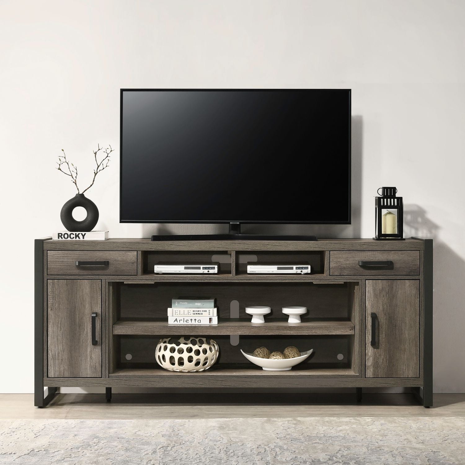 Fireplace TV Consoles - 78" Fireplace TV Console FTS - Brown