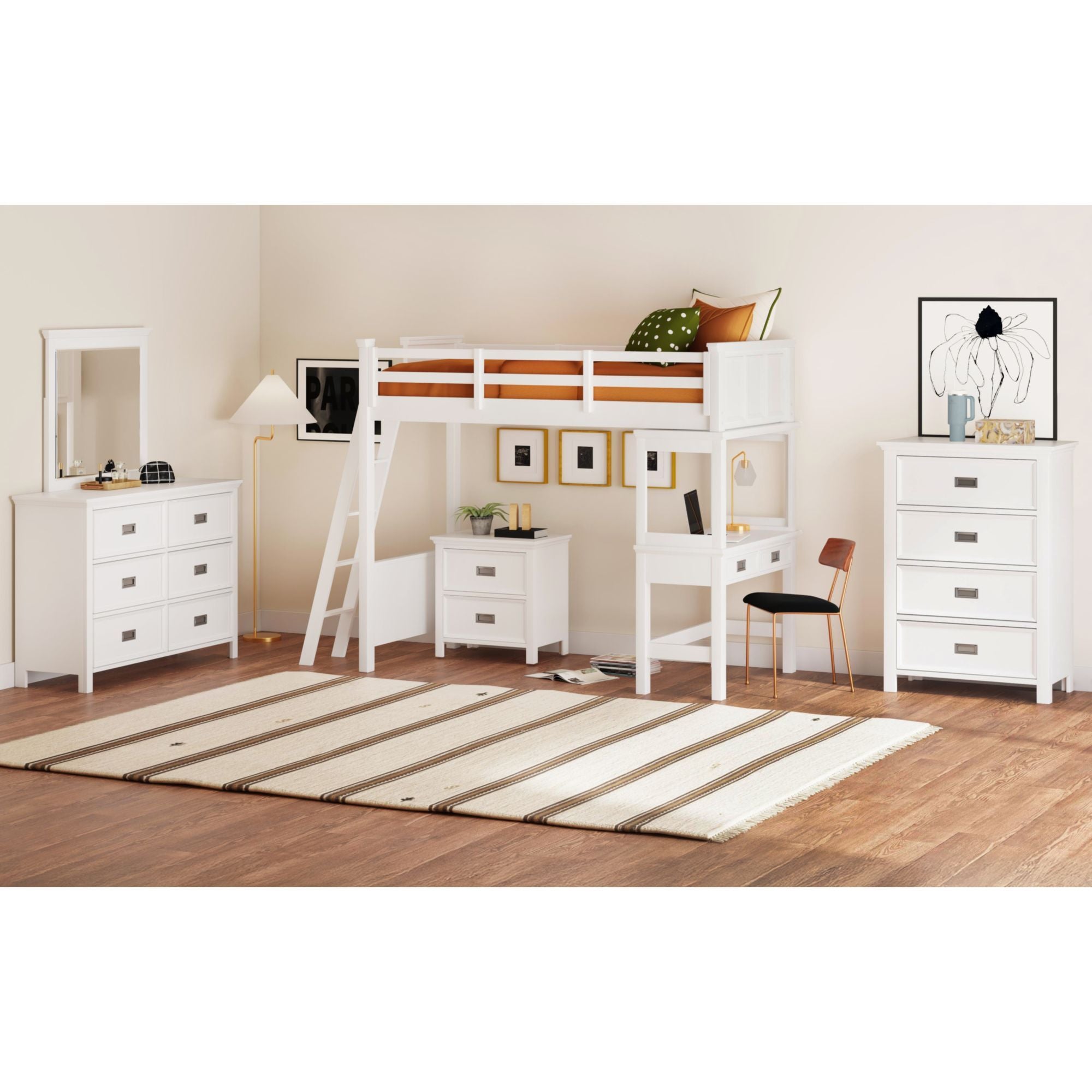 Hampton Kids - Loft With Ladder And Desk With Speaker Bedroom Set