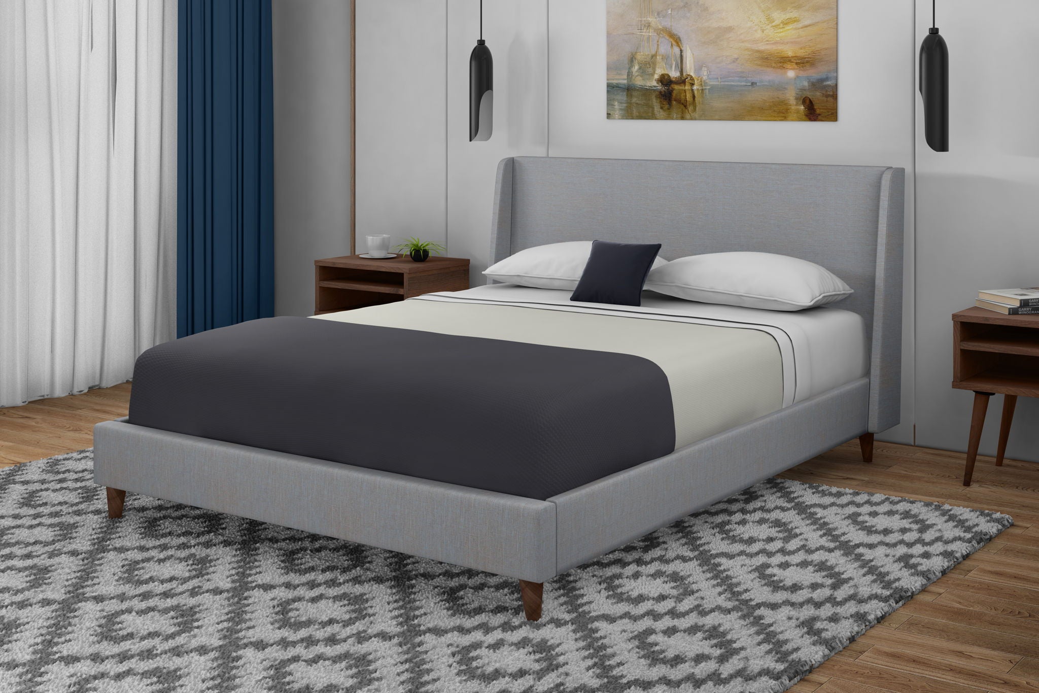 Maddison - Upholstered Bed In A Box With 2 Nightstands