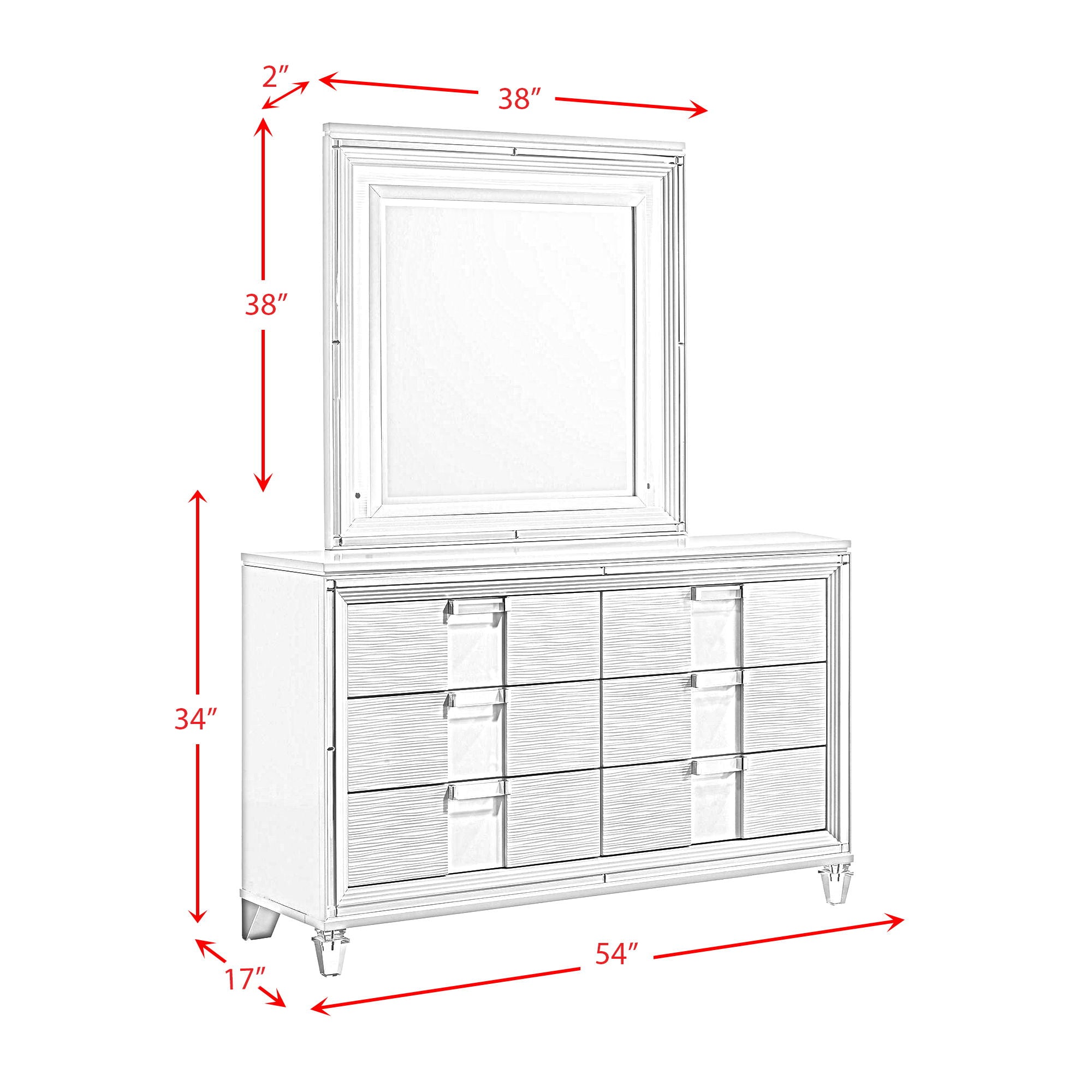 Lindy - Floor Mirror - Glossy White