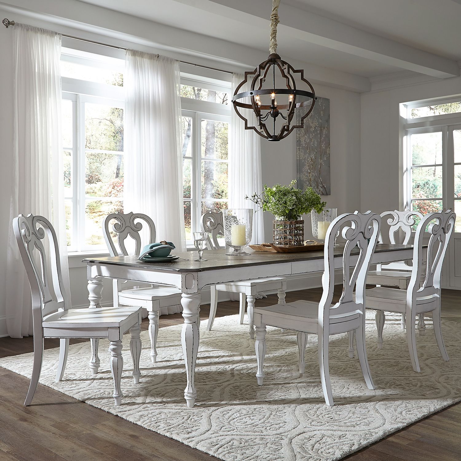 Magnolia Manor Opt 9 Piece Leg Table Set W44 x D108 x H30