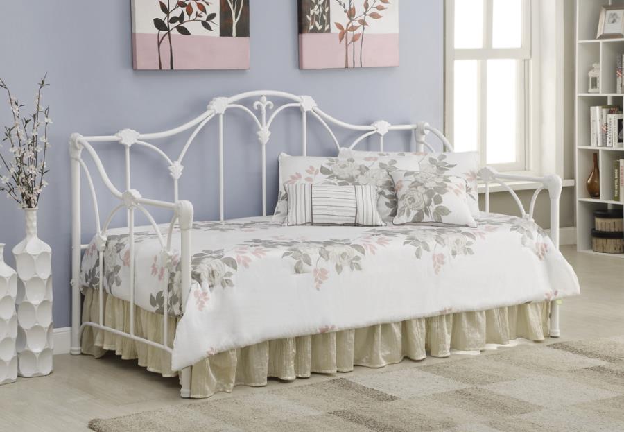 Twin Metal Daybed with Floral Frame White 300216 Coaster
