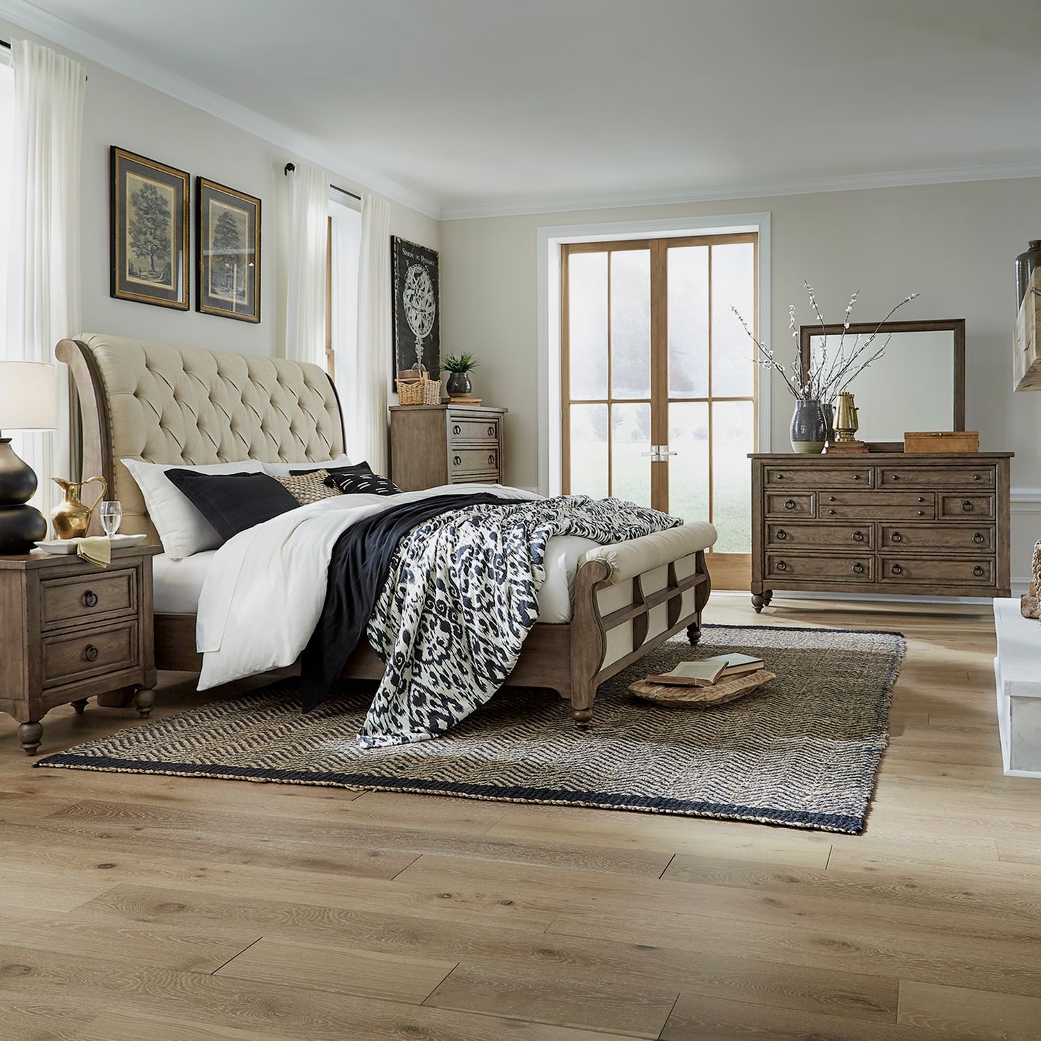 Americana Farmhouse 615-BR Upholstered Sleigh Bedroom Collection from Liberty Furniture