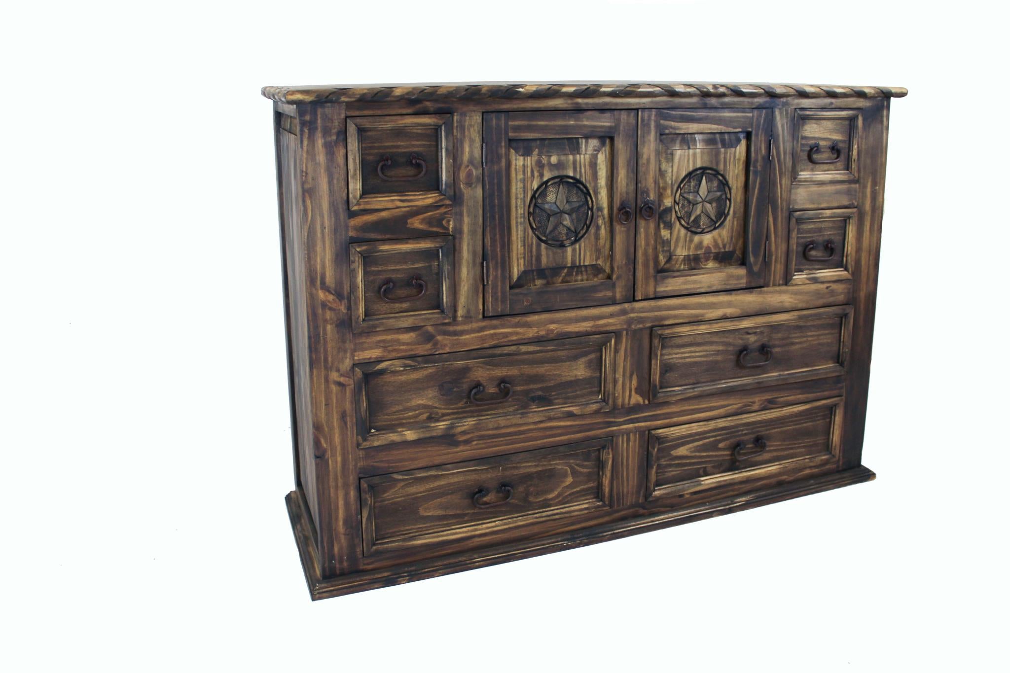 COUNTRY BED WITH ROPE AND STAR MEDIO BROWN