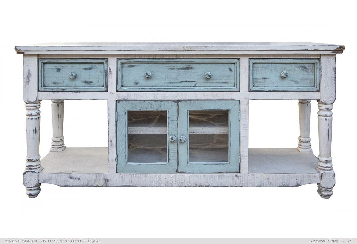 Aruba White TV Stand Model: IFD7331STN70WT Collection: ARUBA