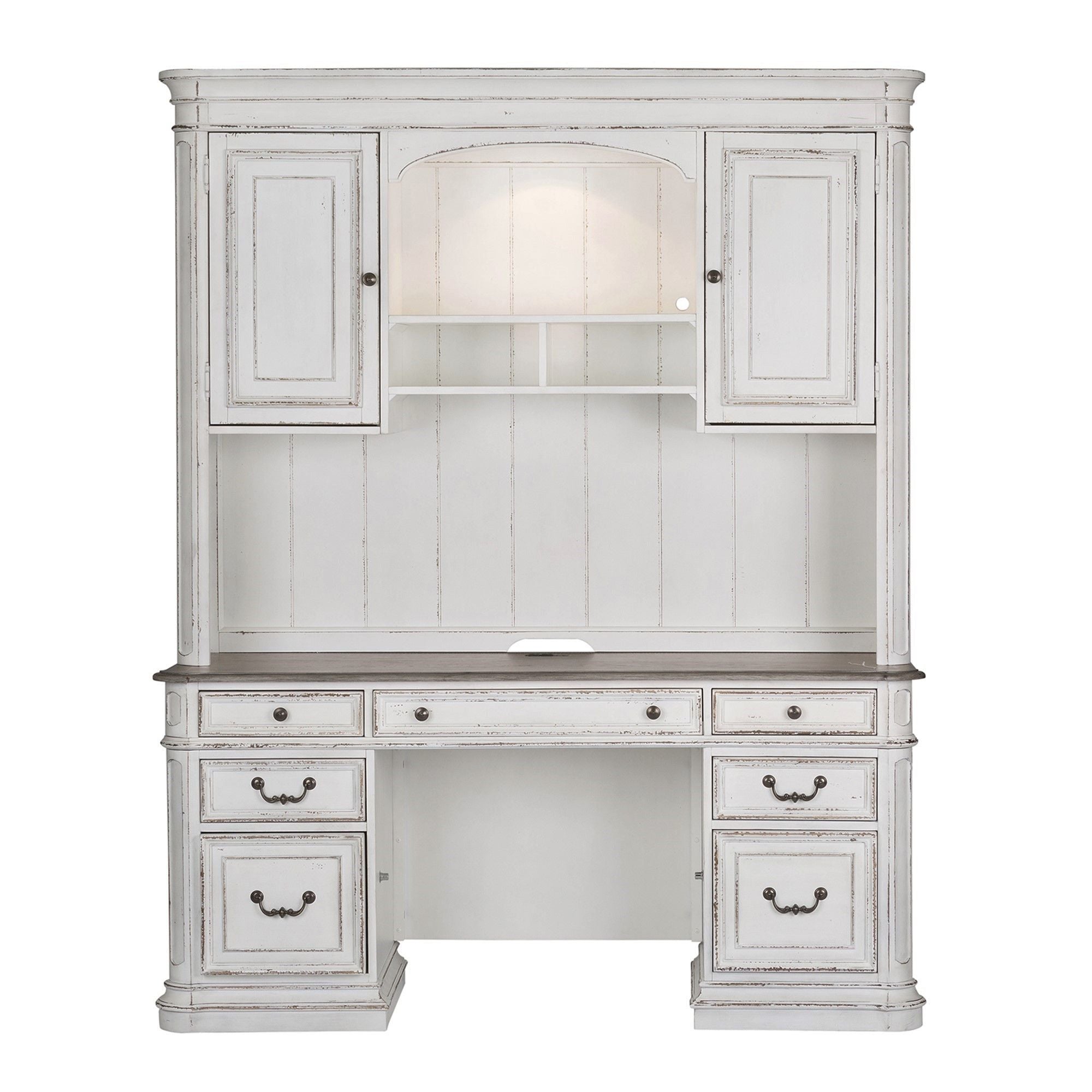 Magnolia Manor - 5 Piece Home Office Set (Complete Desk) - White
