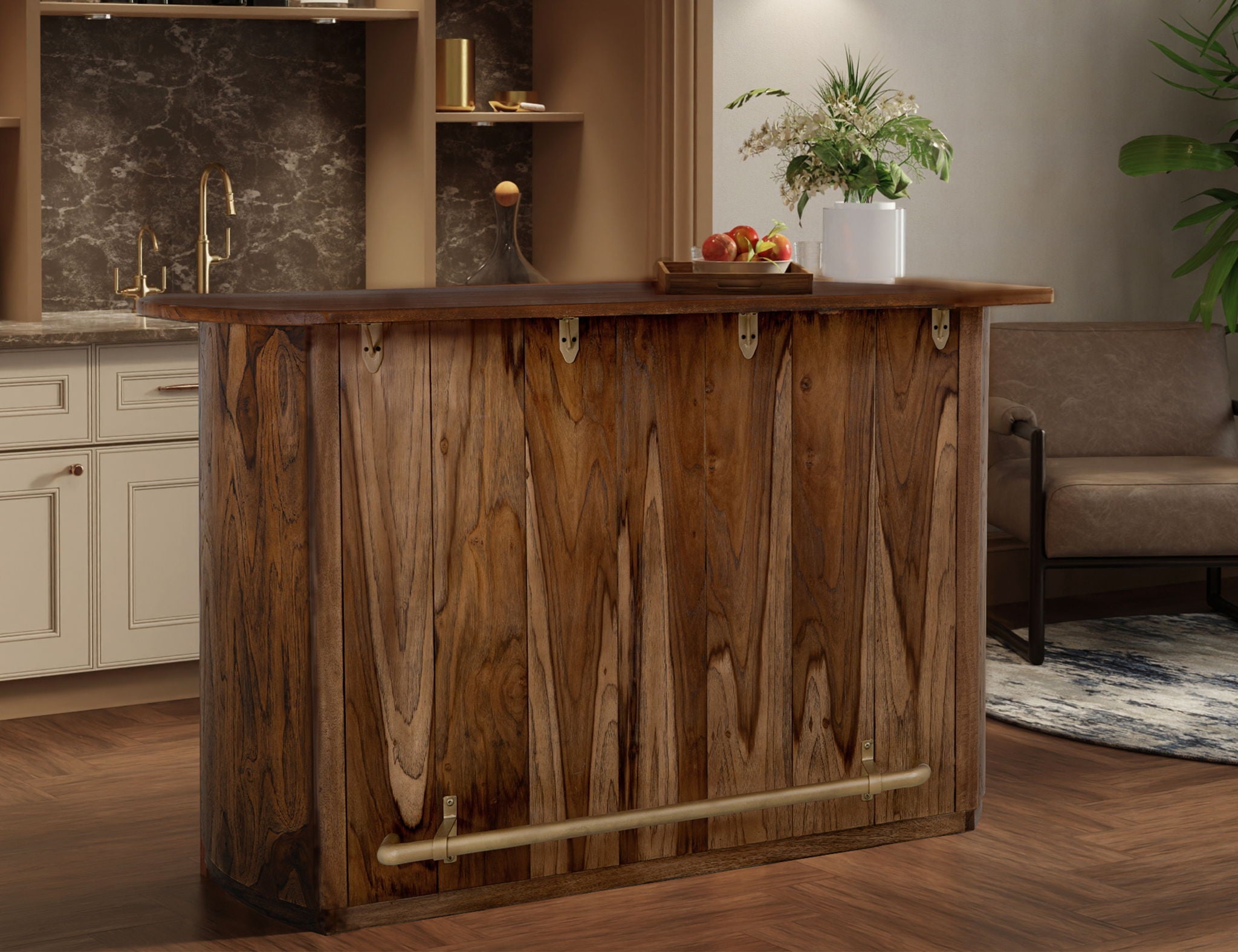 Balam - 1 Drawer & 2 Door Bar - Light Brown