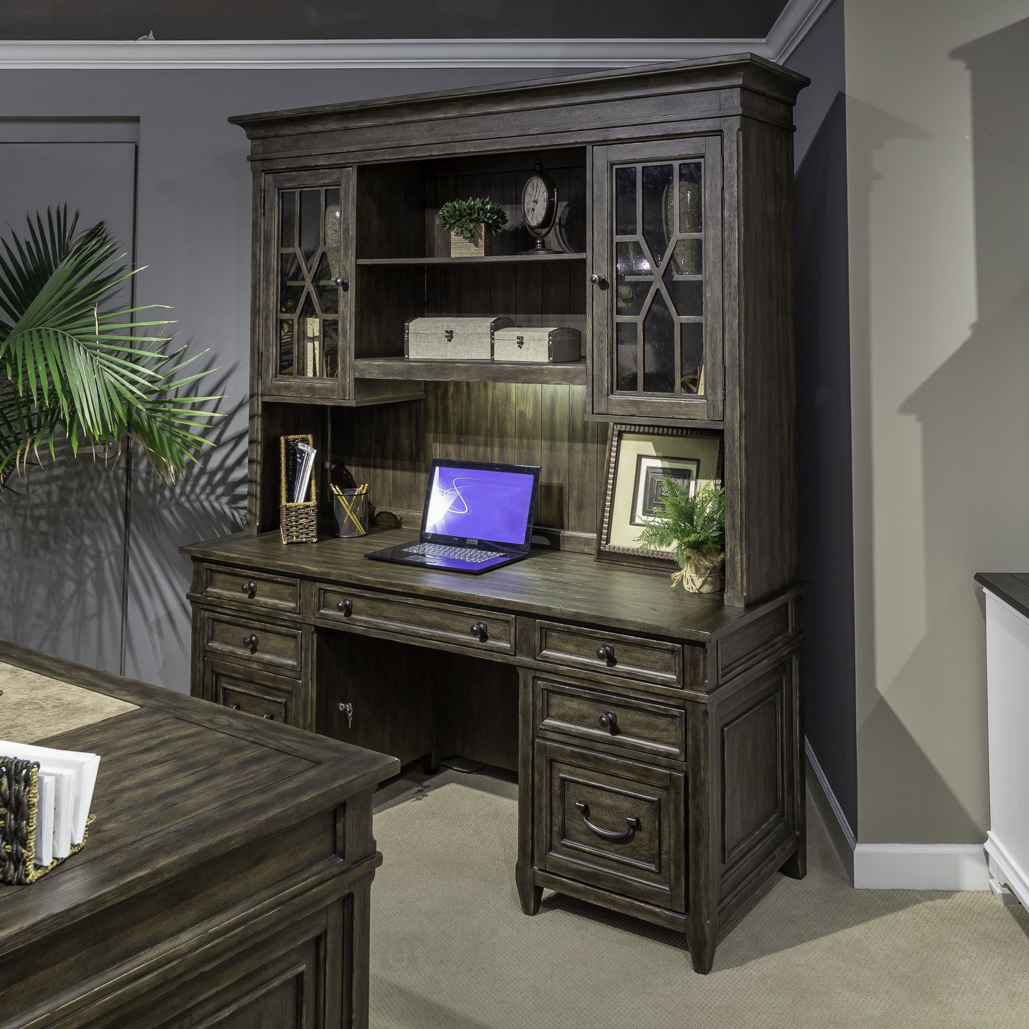 Paradise Valley - Executive Credenza Hutch - Dark Brown
