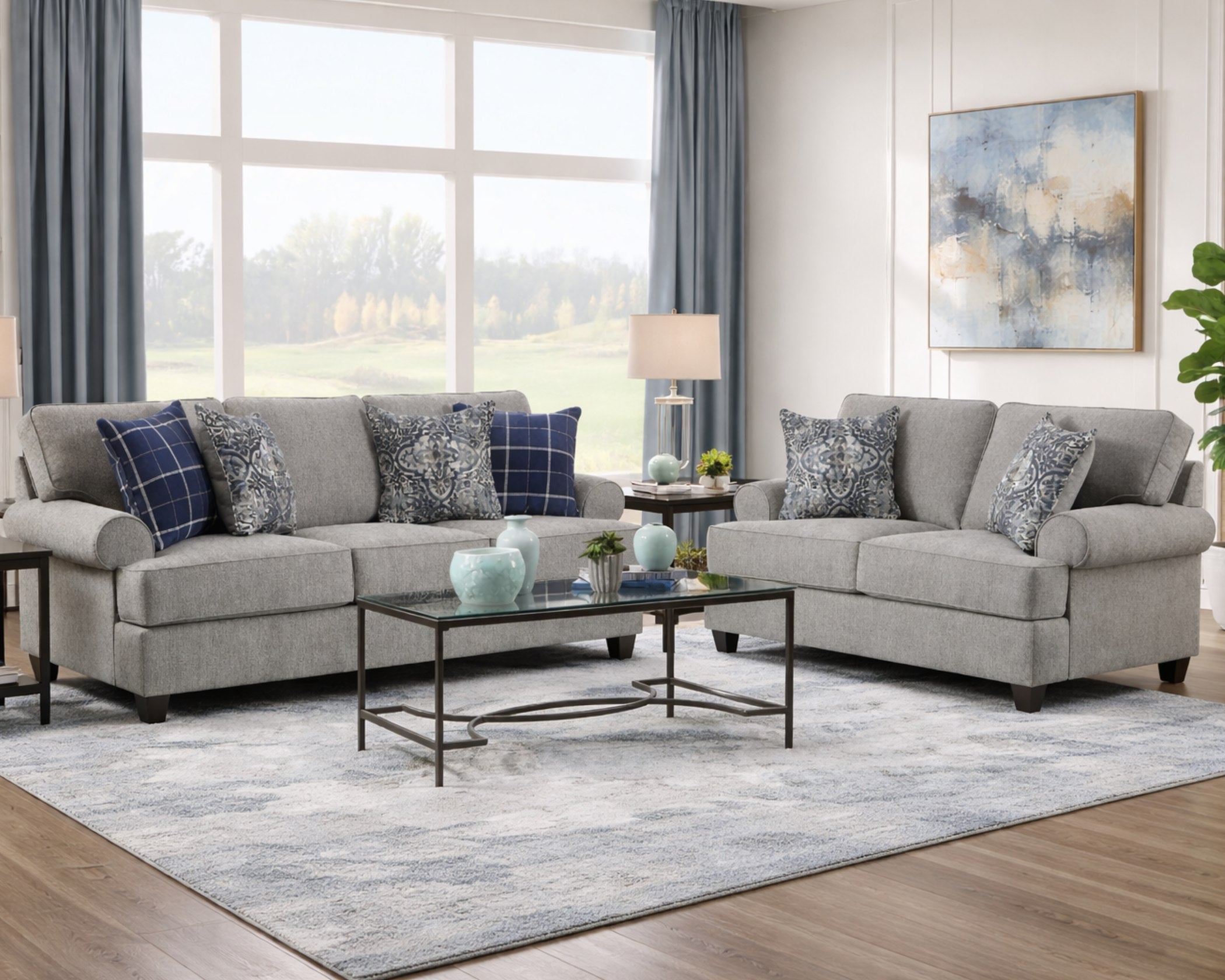 10197 Canton Grey Sofa and Love Seat